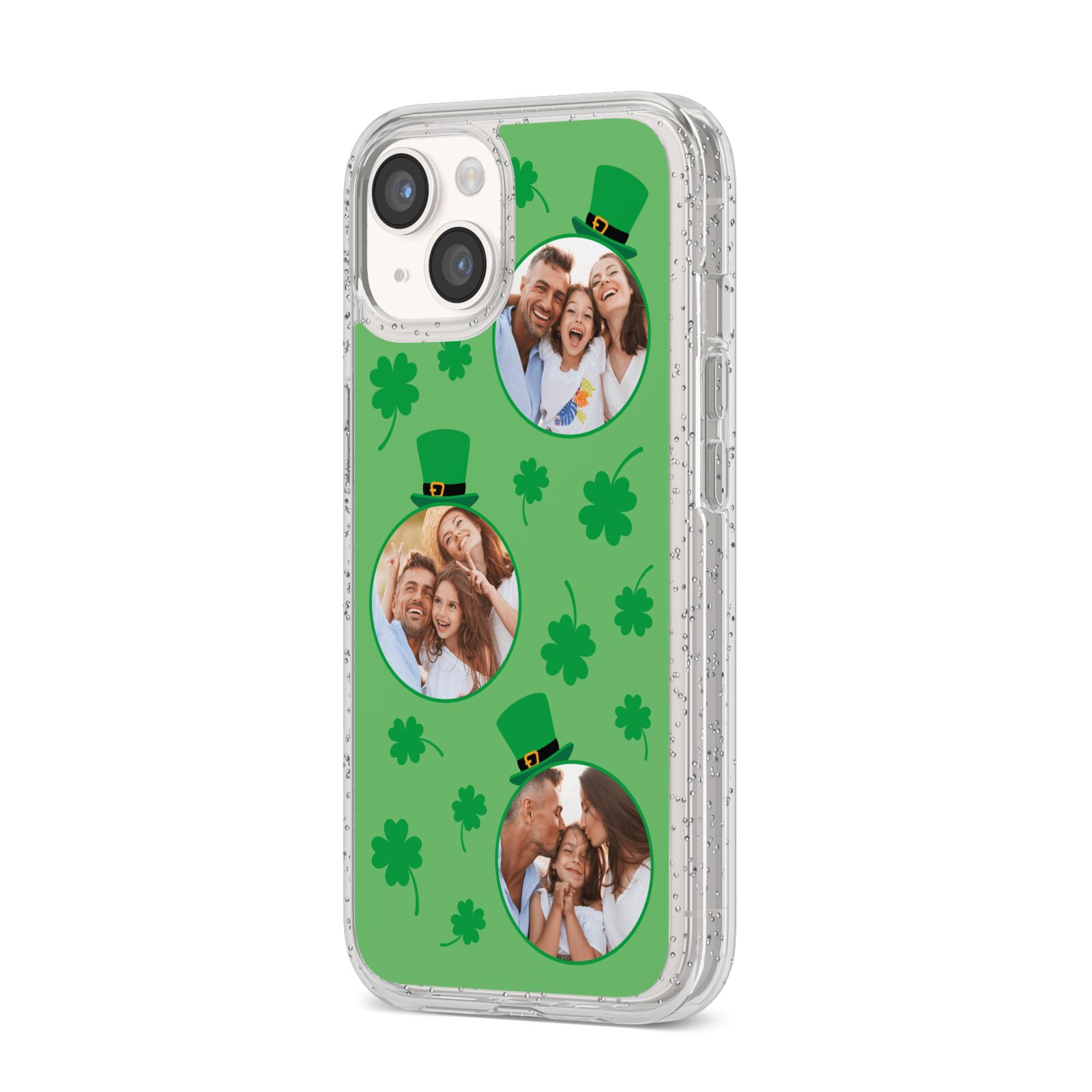 St Patricks Day Personalised Photo iPhone 14 Glitter Tough Case Starlight Angled Image