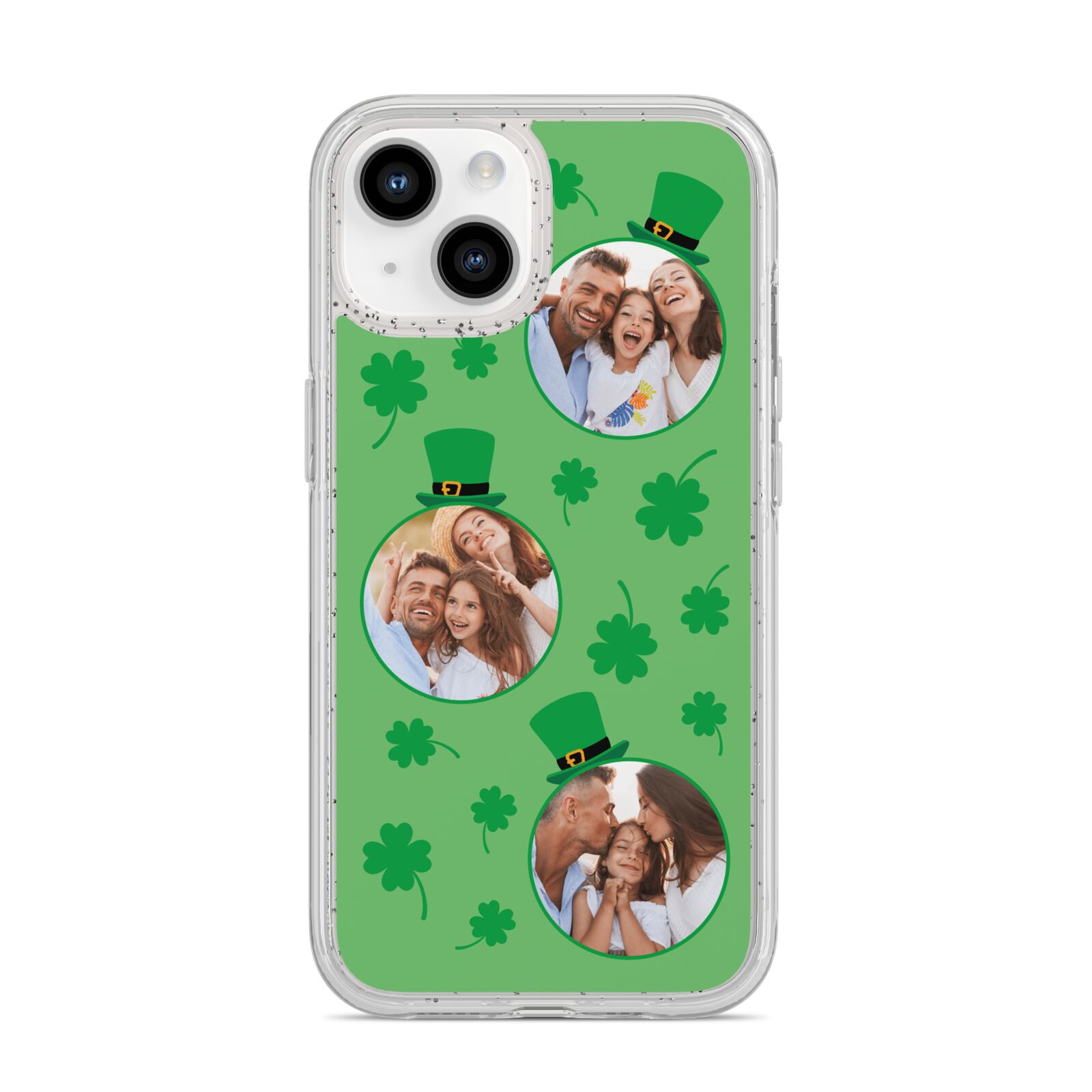 St Patricks Day Personalised Photo iPhone 14 Glitter Tough Case Starlight