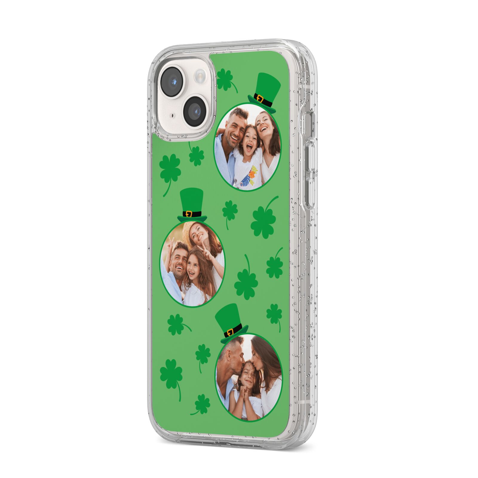 St Patricks Day Personalised Photo iPhone 14 Plus Glitter Tough Case Starlight Angled Image