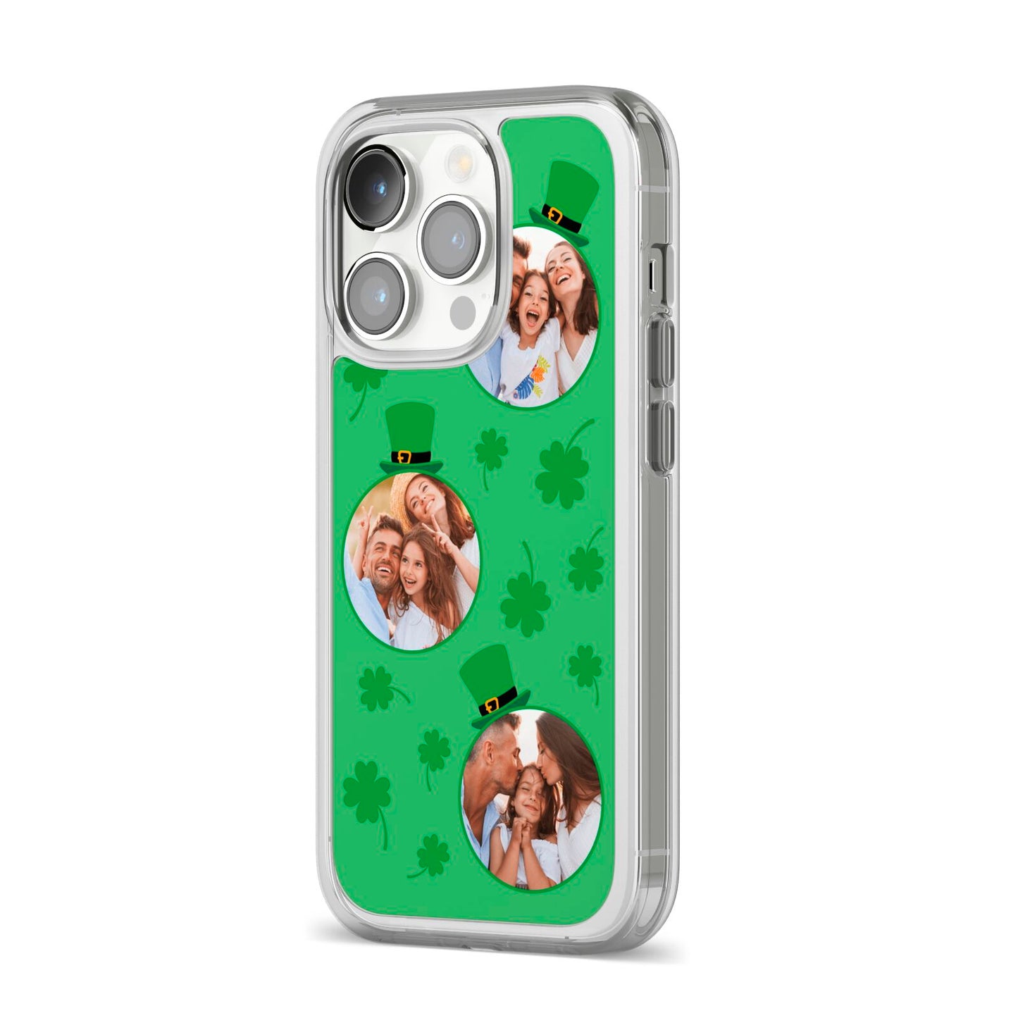 St Patricks Day Personalised Photo iPhone 14 Pro Clear Tough Case Silver Angled Image