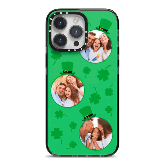 St Patricks Day Personalised Photo iPhone 14 Pro Max Black Impact Case on Silver phone