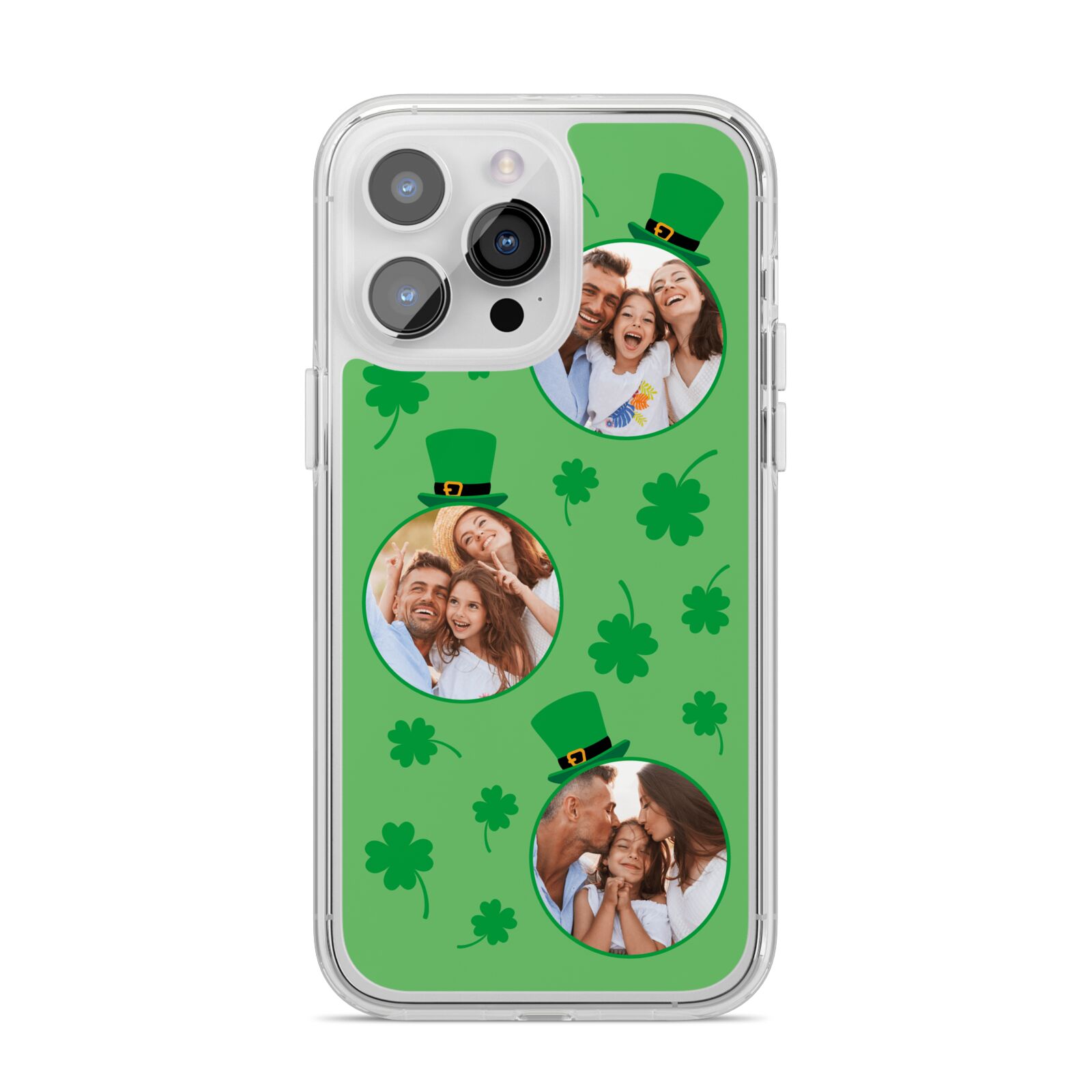 St Patricks Day Personalised Photo iPhone 14 Pro Max Clear Tough Case Silver