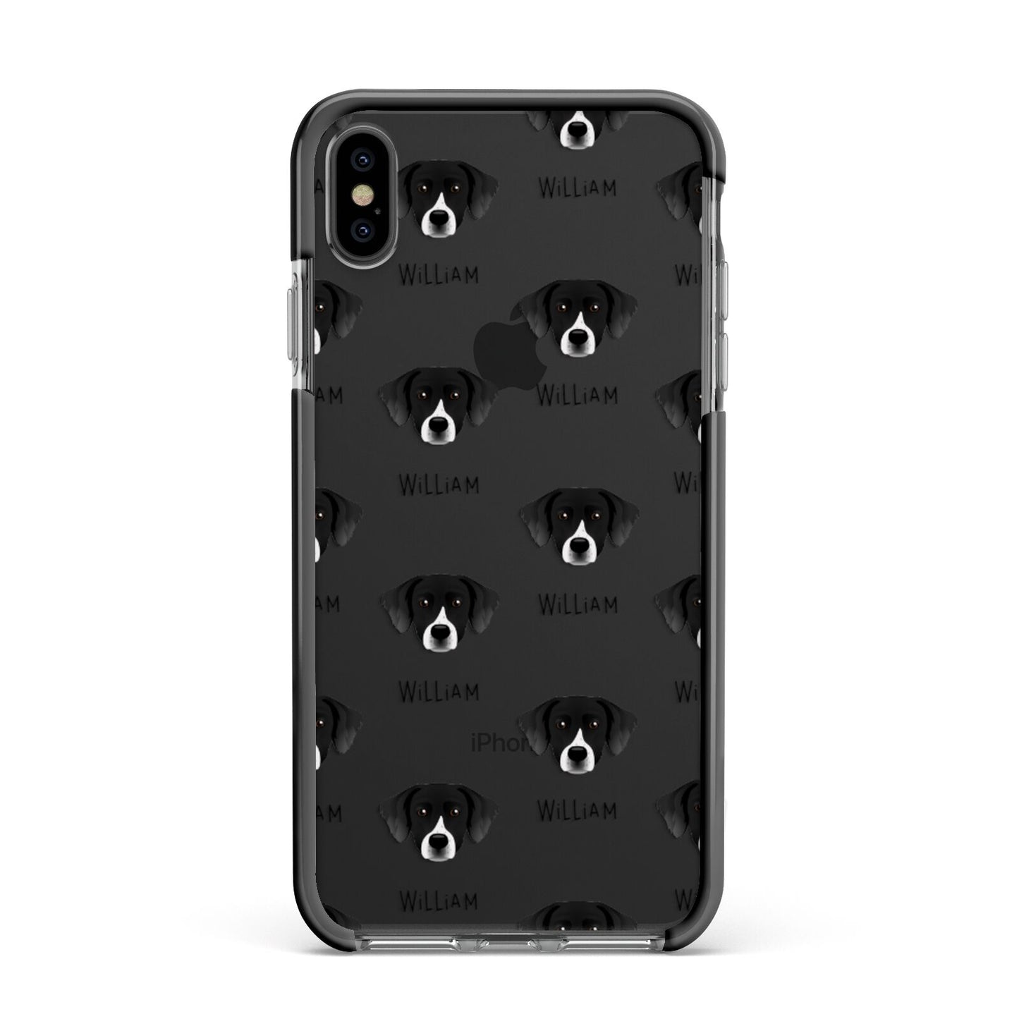 Staffador Icon with Name Apple iPhone Xs Max Impact Case Black Edge on Black Phone