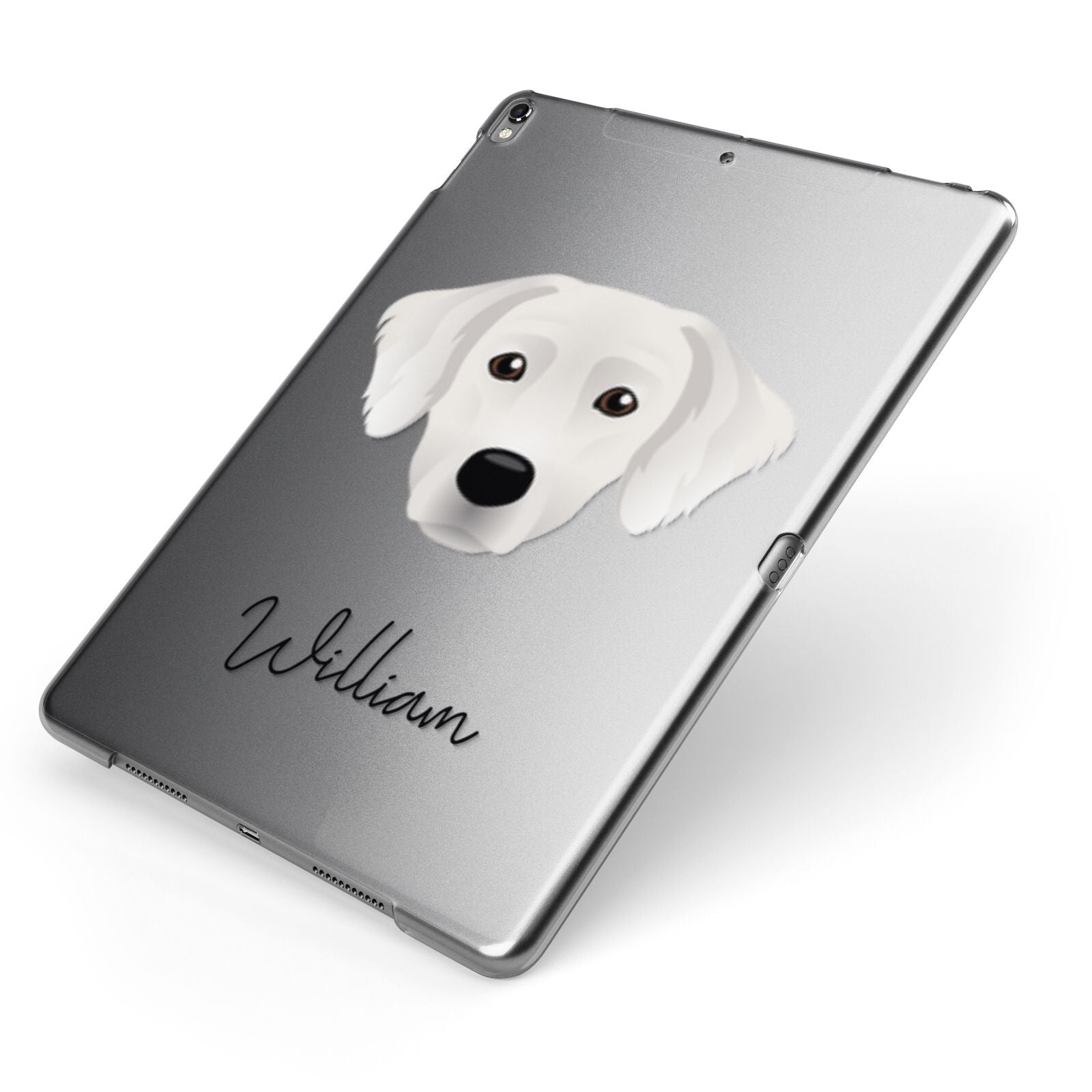 Staffador Personalised Apple iPad Case on Grey iPad Side View