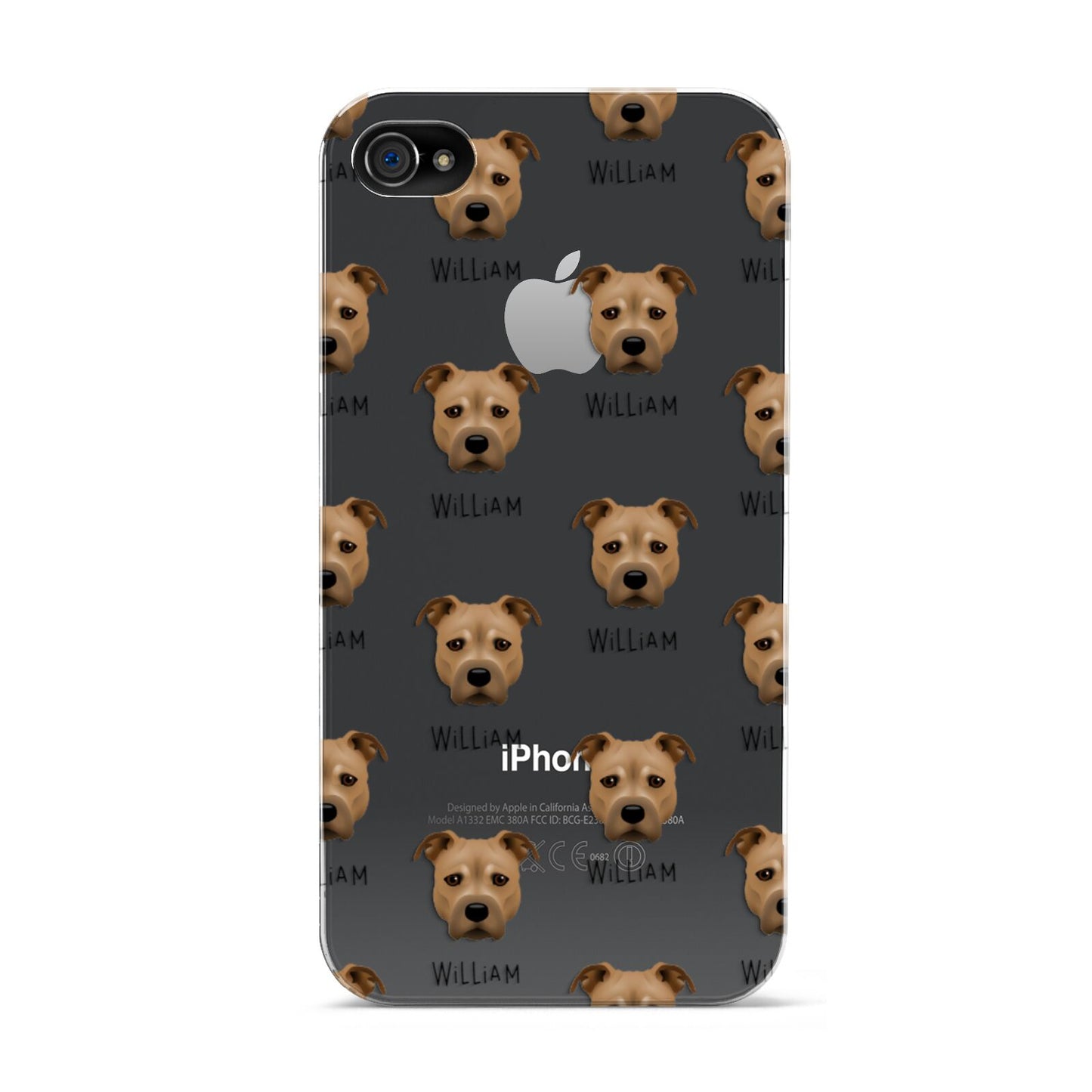 Staffordshire Bull Terrier Icon with Name Apple iPhone 4s Case