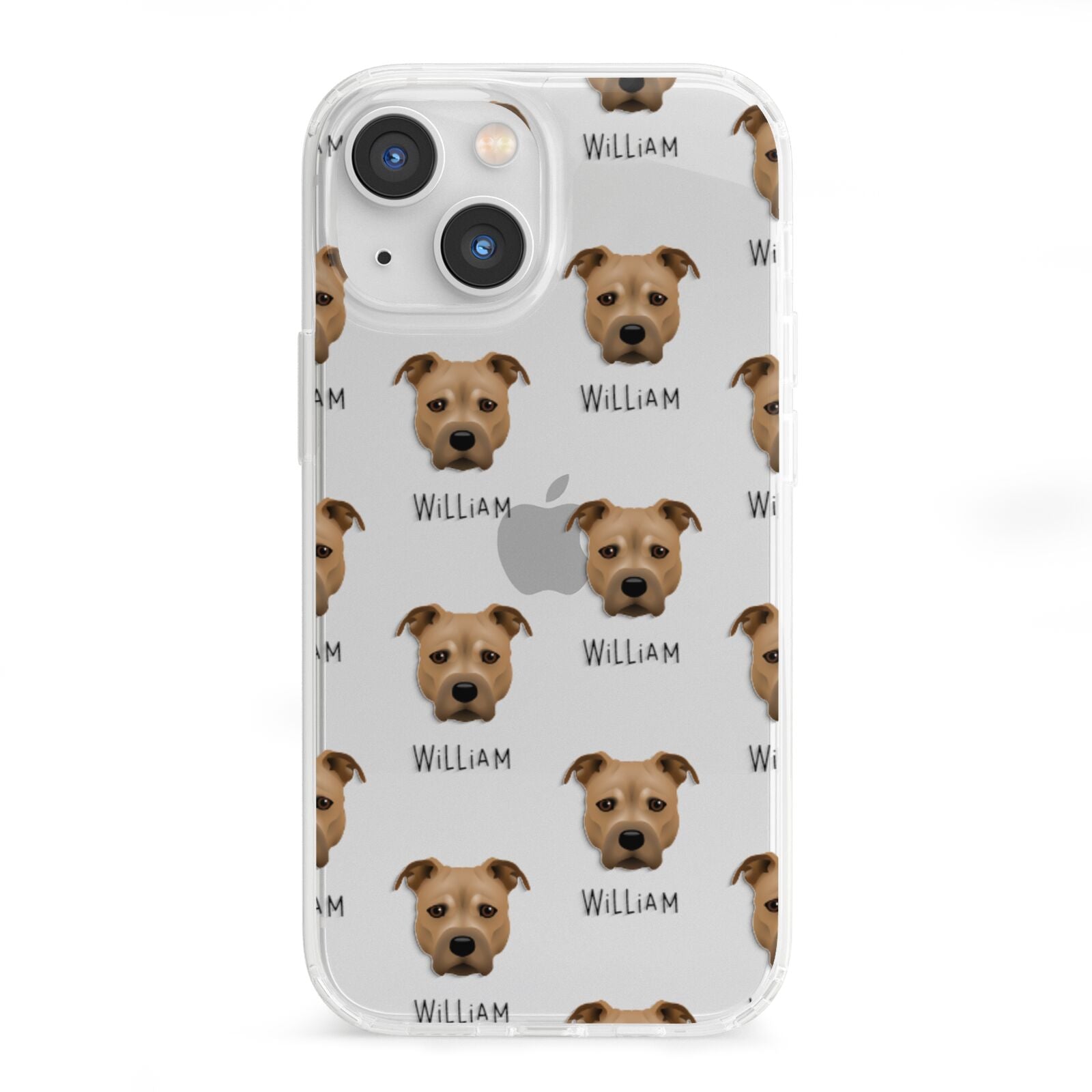 Staffordshire Bull Terrier Icon with Name iPhone 13 Mini Clear Bumper Case