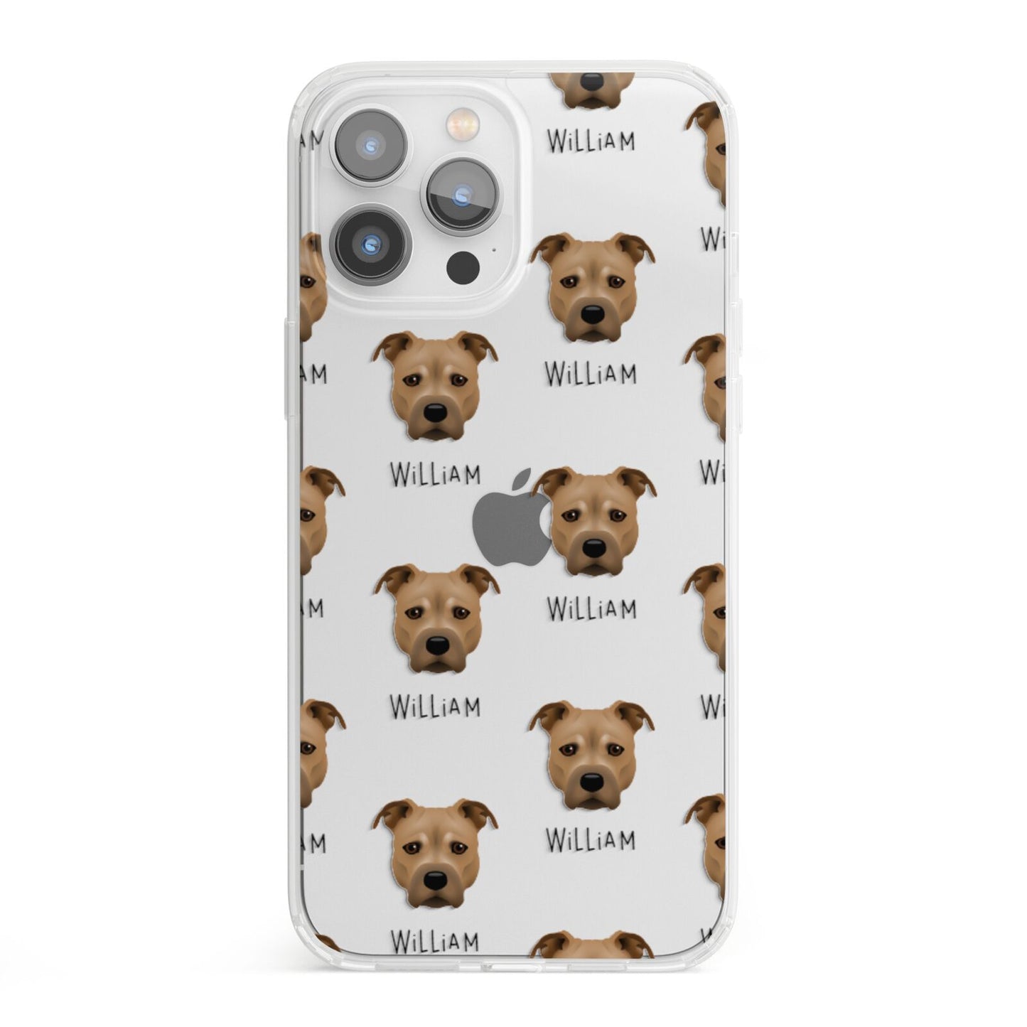 Staffordshire Bull Terrier Icon with Name iPhone 13 Pro Max Clear Bumper Case