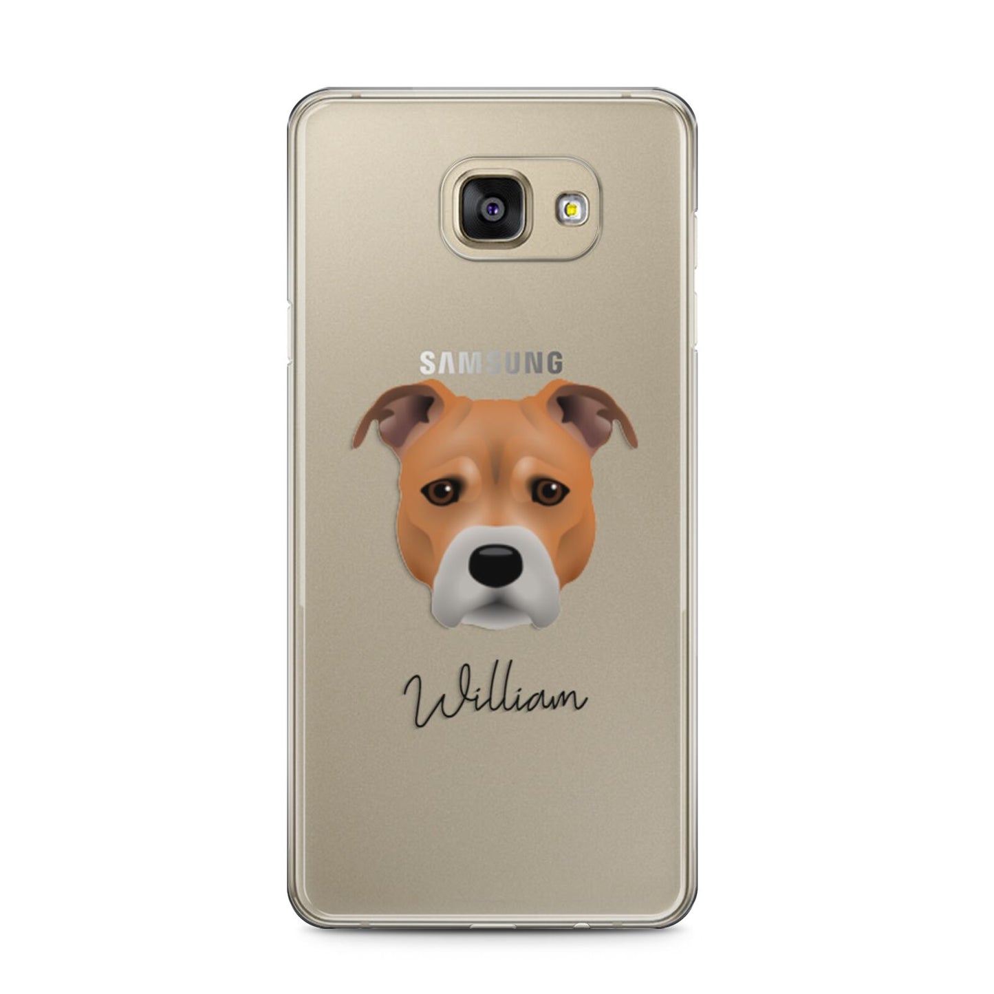 Staffordshire Bull Terrier Personalised Samsung Galaxy A5 2016 Case on gold phone