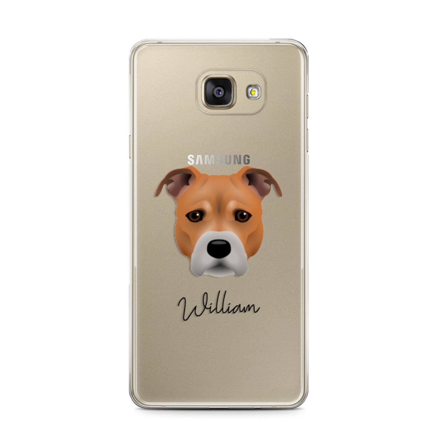 Staffordshire Bull Terrier Personalised Samsung Galaxy A7 2016 Case on gold phone