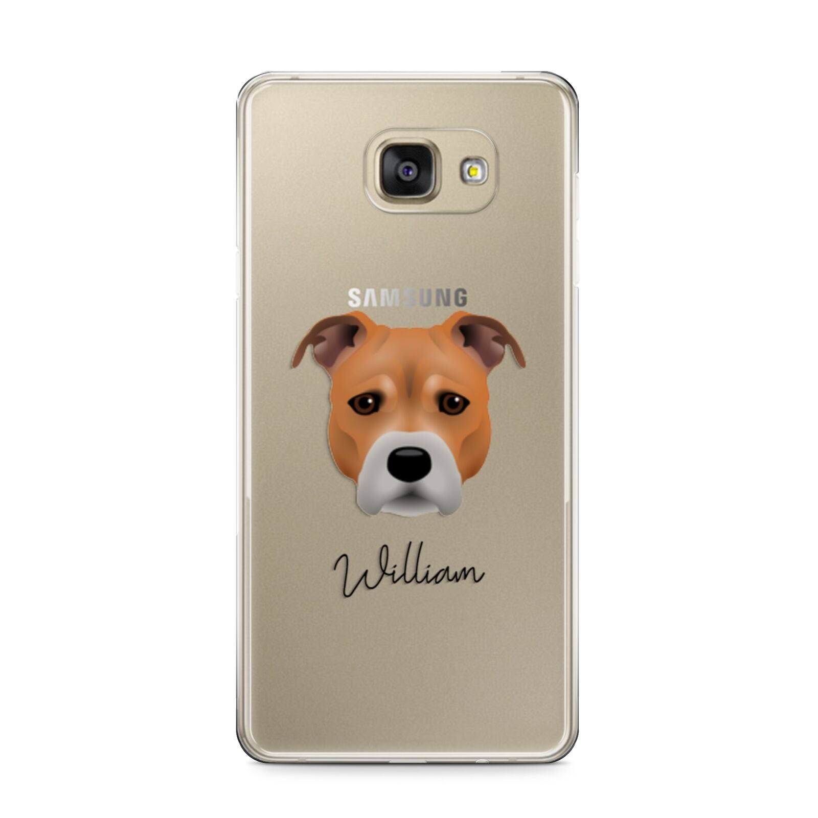 Staffordshire Bull Terrier Personalised Samsung Galaxy A9 2016 Case on gold phone