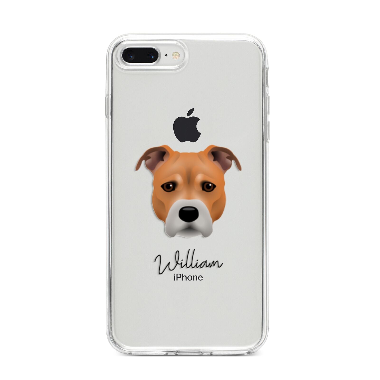 Staffordshire Bull Terrier Personalised iPhone 8 Plus Bumper Case on Silver iPhone