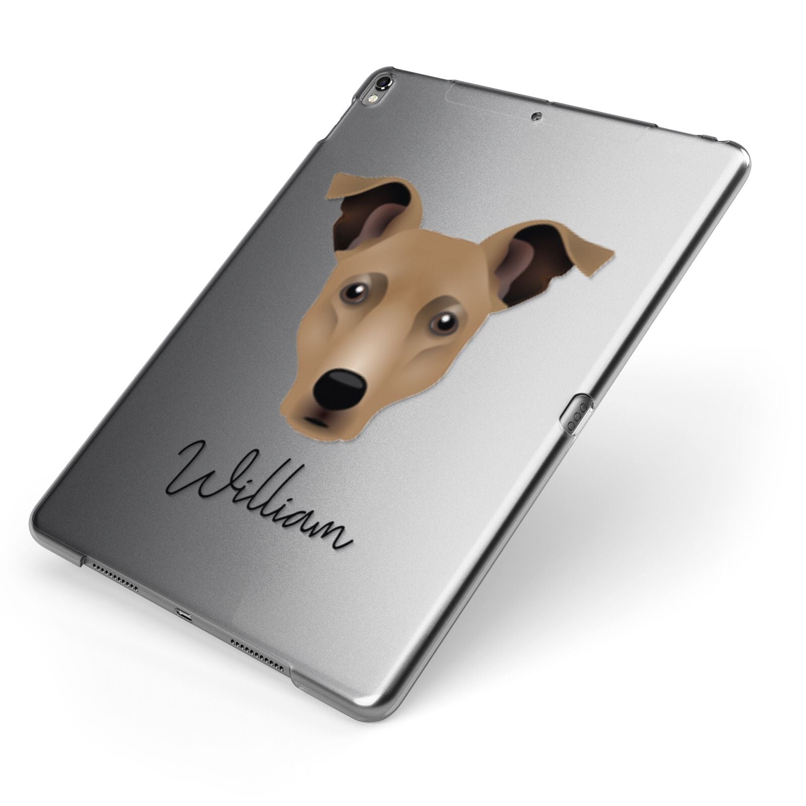 Staffy Jack Personalised Apple iPad Case on Grey iPad Side View