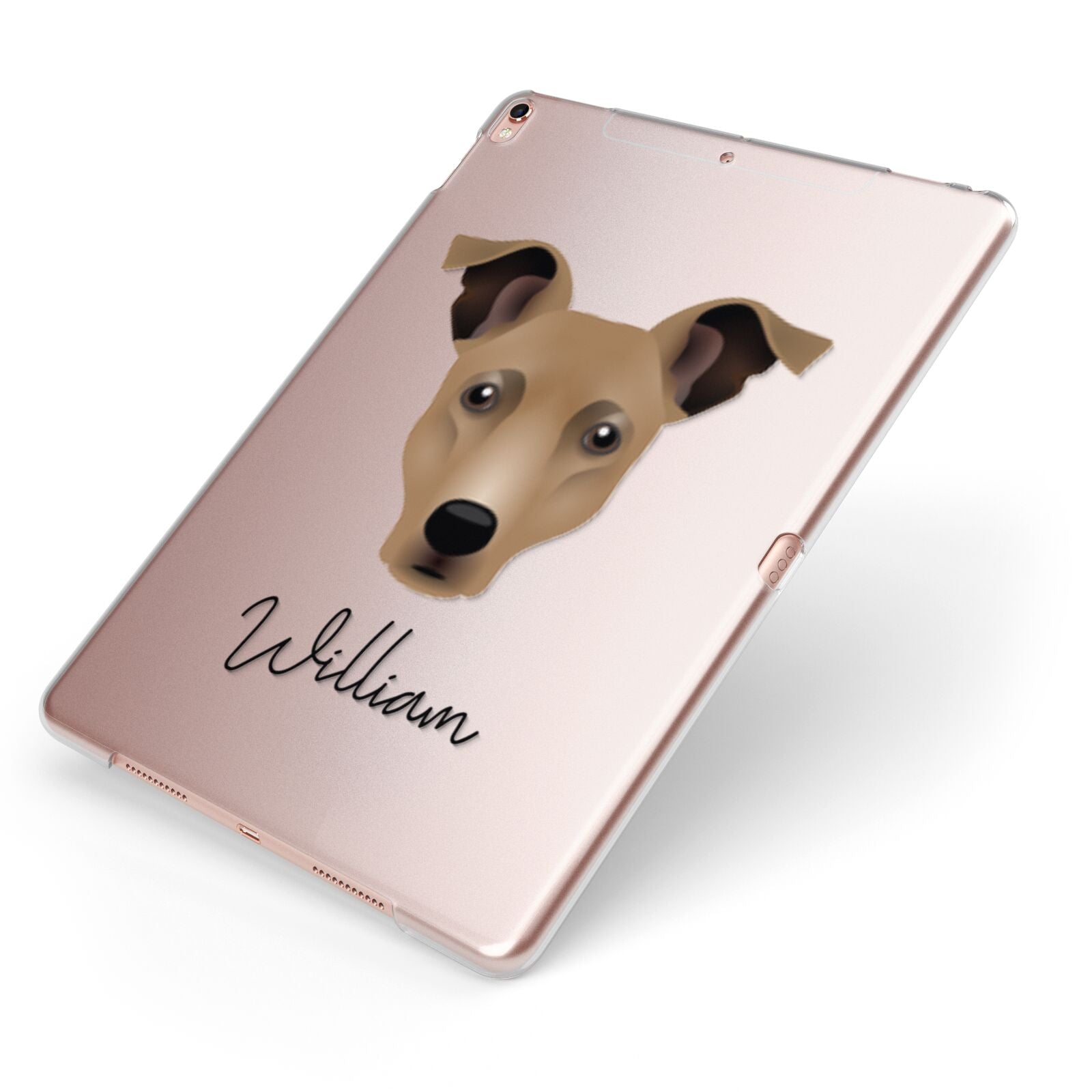 Staffy Jack Personalised Apple iPad Case on Rose Gold iPad Side View