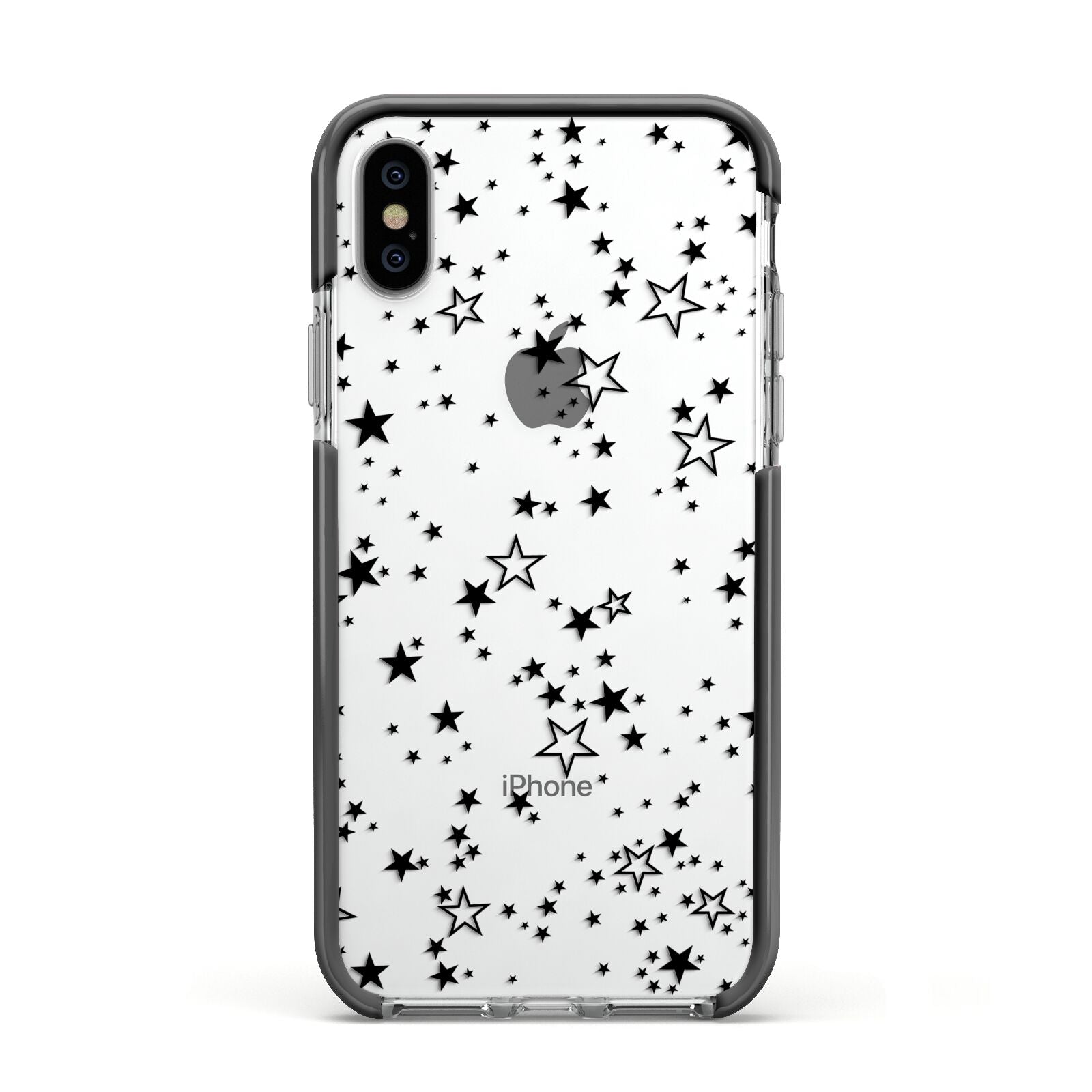 Star Apple iPhone Xs Impact Case Black Edge on Silver Phone