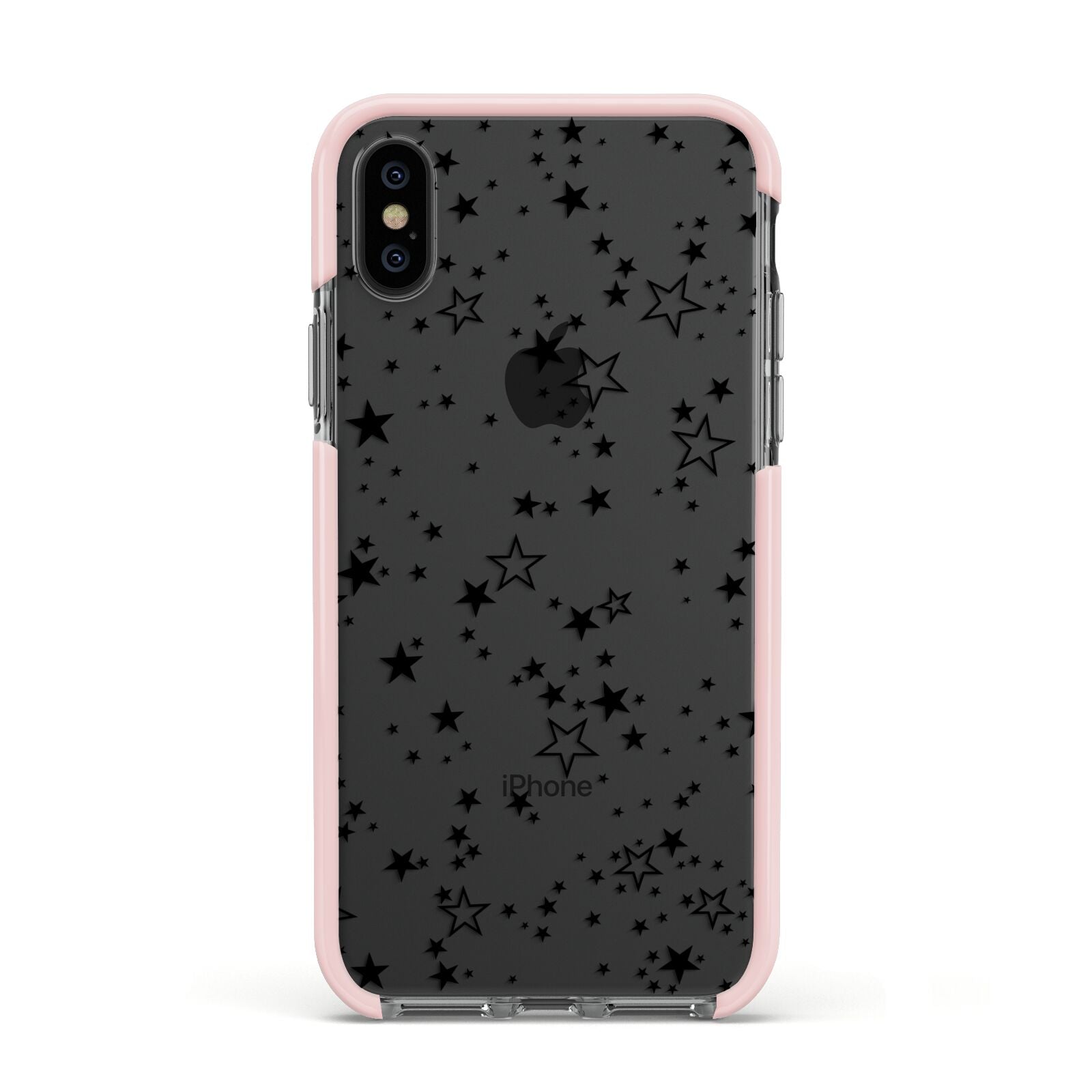 Star Apple iPhone Xs Impact Case Pink Edge on Black Phone