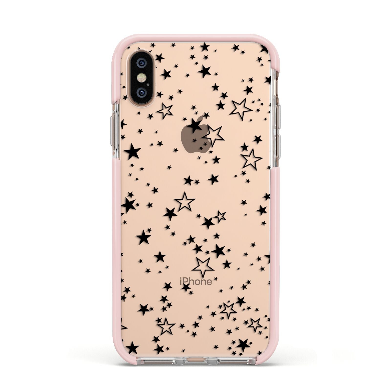 Star Apple iPhone Xs Impact Case Pink Edge on Gold Phone