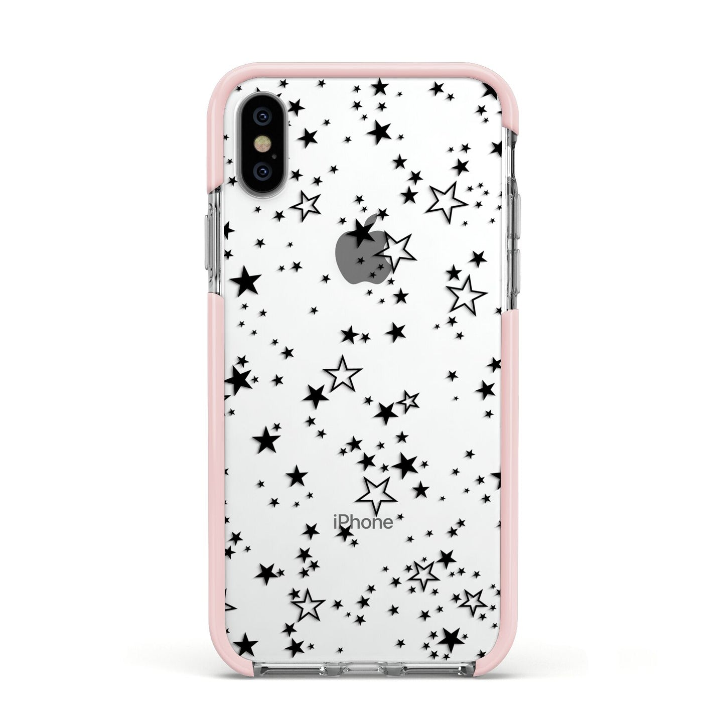 Star Apple iPhone Xs Impact Case Pink Edge on Silver Phone