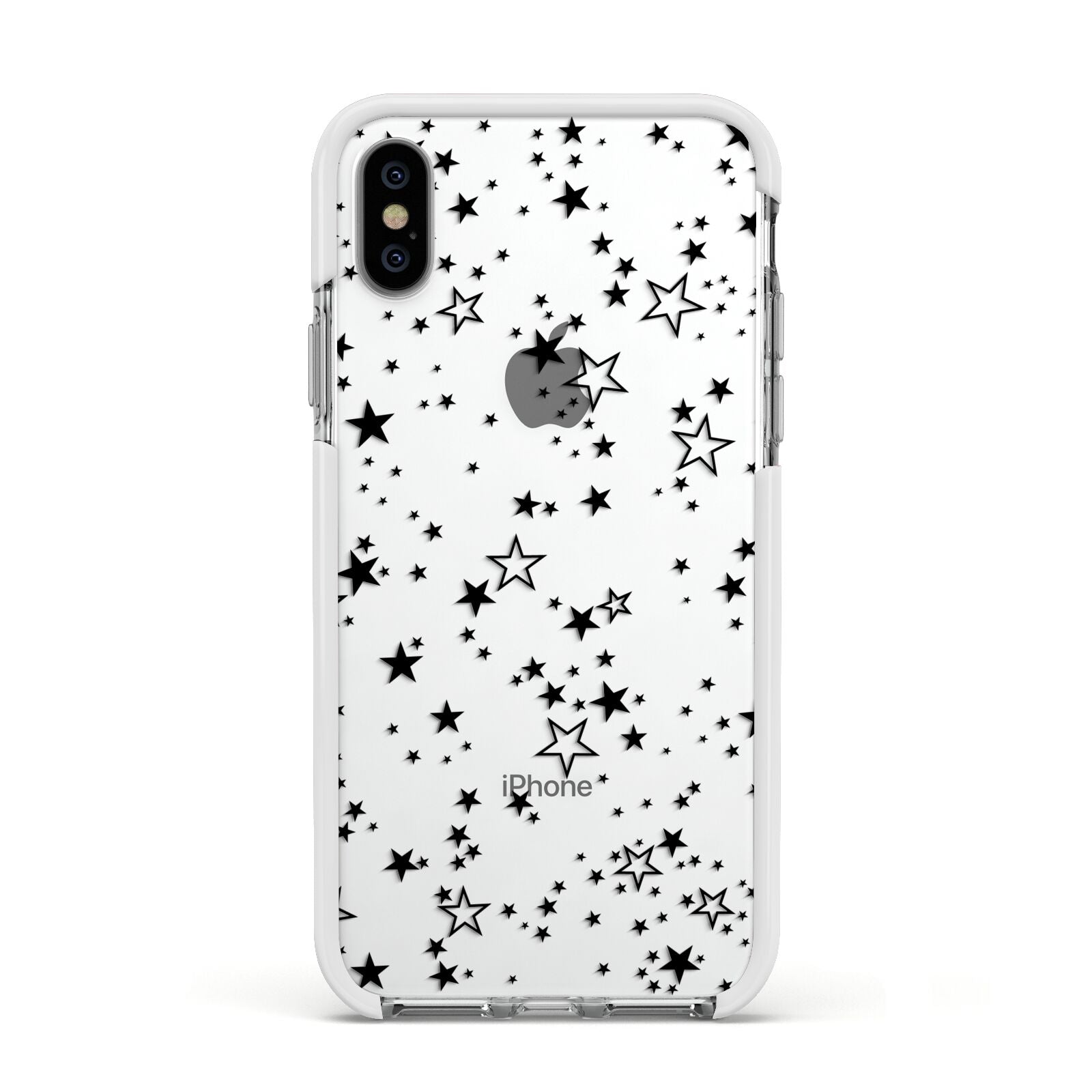 Star Apple iPhone Xs Impact Case White Edge on Silver Phone