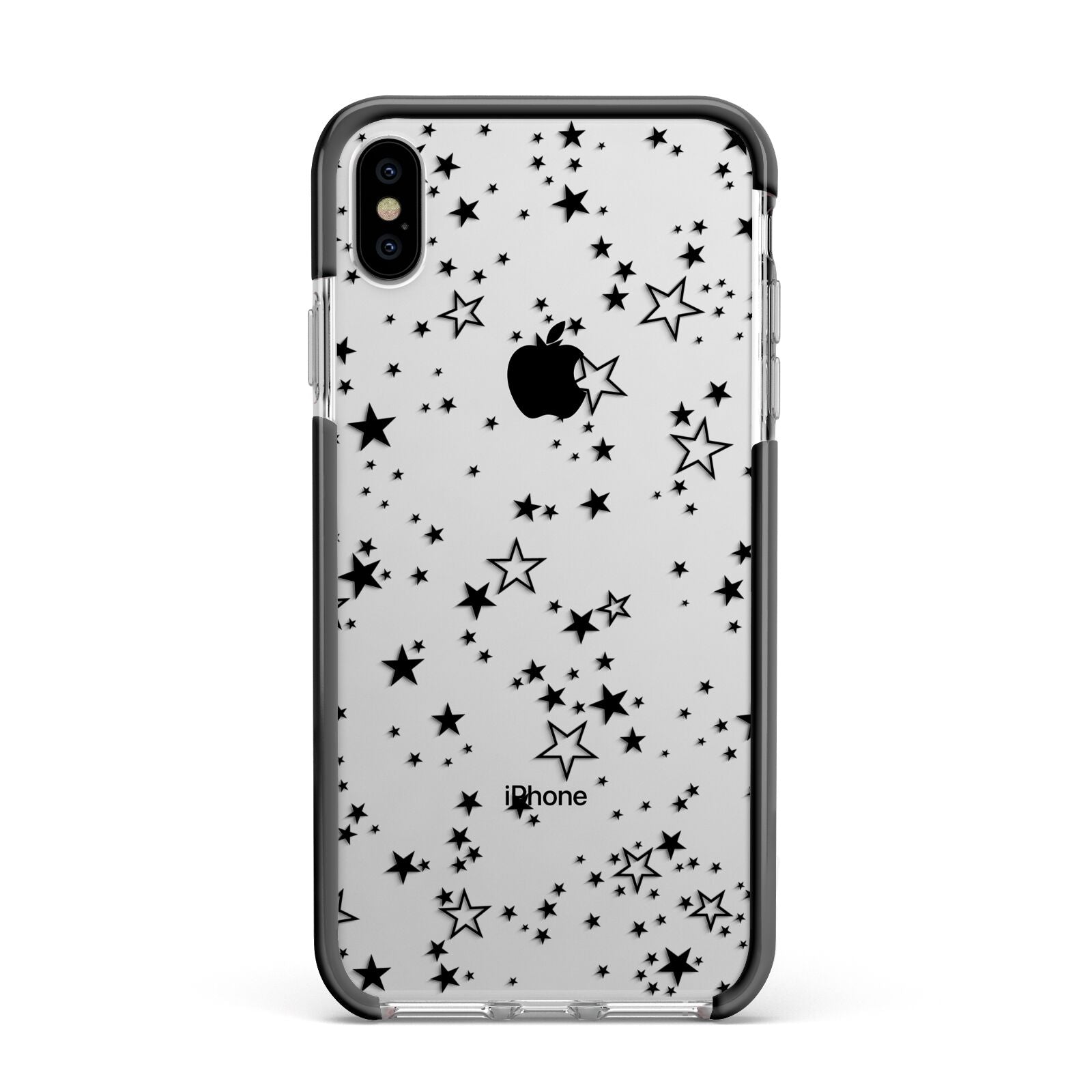 Star Apple iPhone Xs Max Impact Case Black Edge on Silver Phone