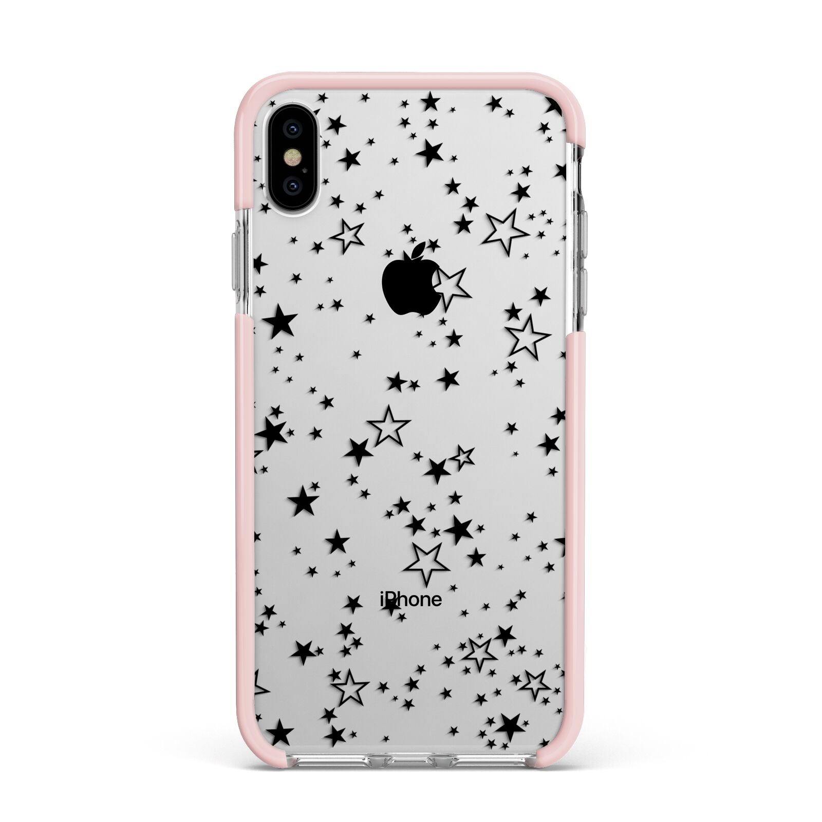 Star Apple iPhone Xs Max Impact Case Pink Edge on Silver Phone