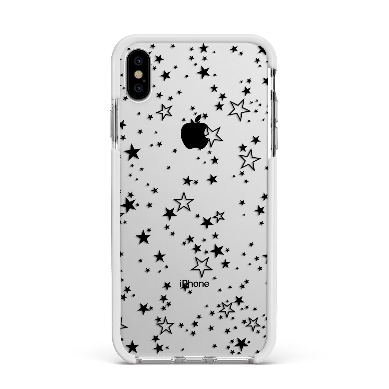 Star Apple iPhone Xs Max Impact Case White Edge on Silver Phone