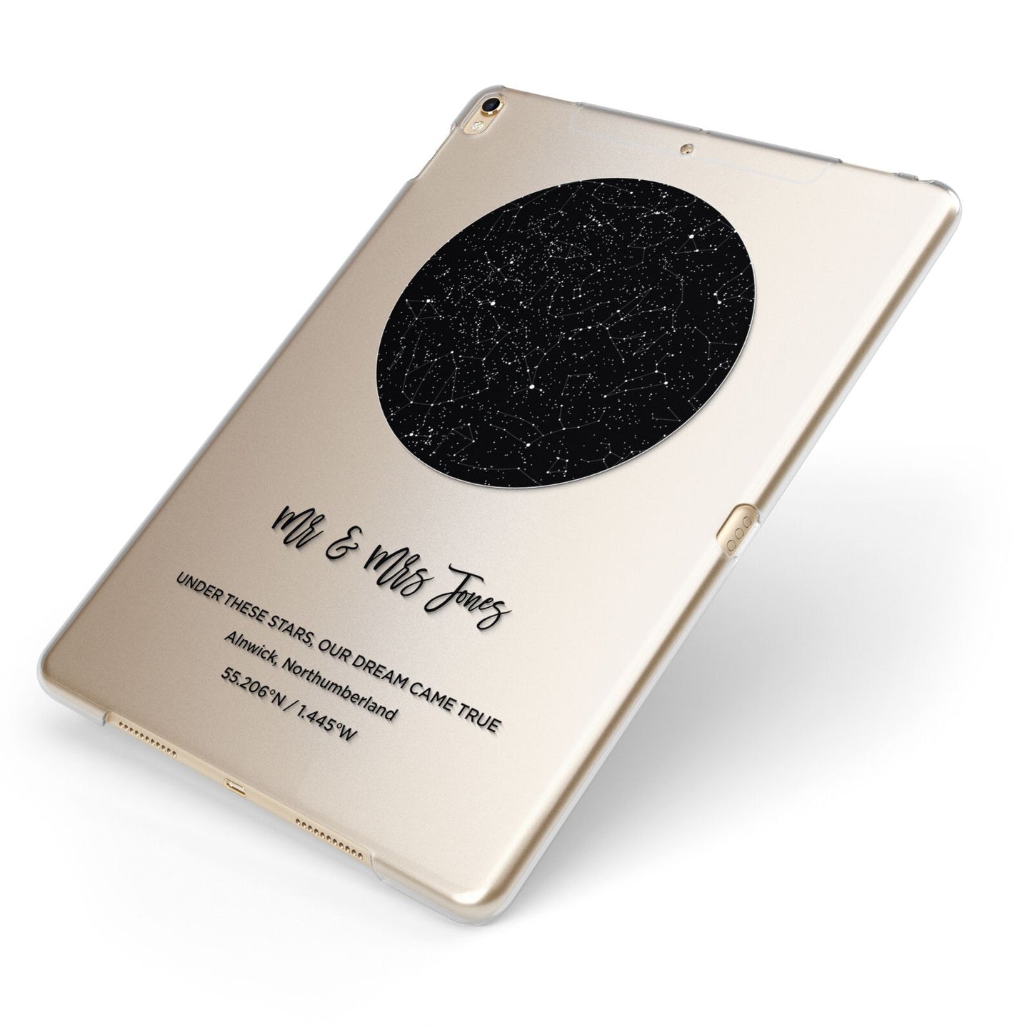 Star Map Design Apple iPad Case on Gold iPad Side View