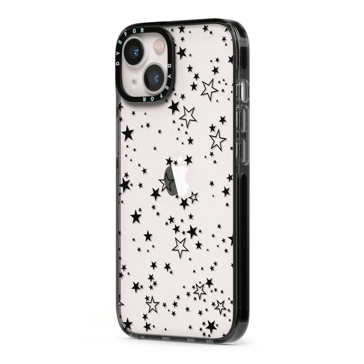 Star iPhone 13 Black Impact Case Side Angle on Silver phone