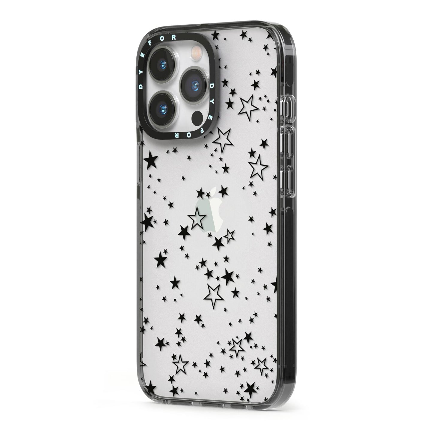 Star iPhone 13 Pro Black Impact Case Side Angle on Silver phone