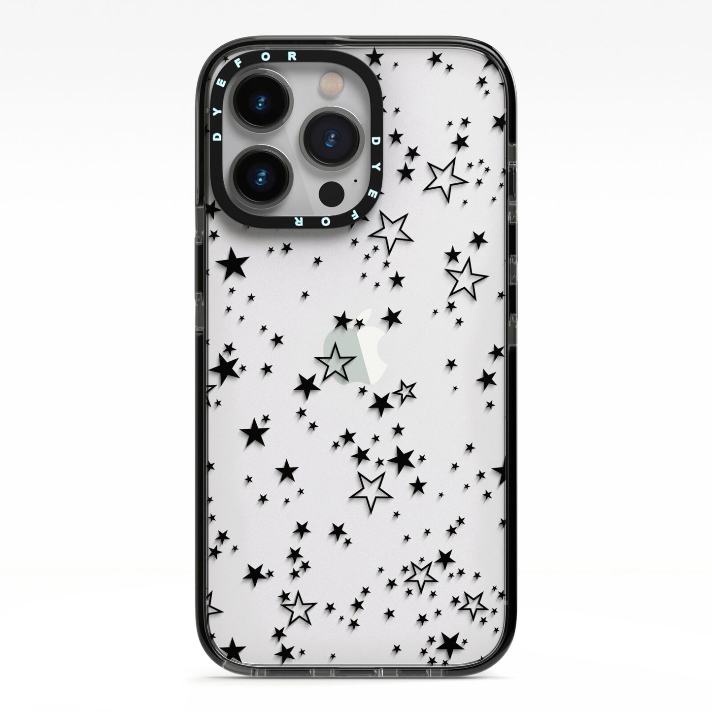 Star iPhone 13 Pro Black Impact Case on Silver phone