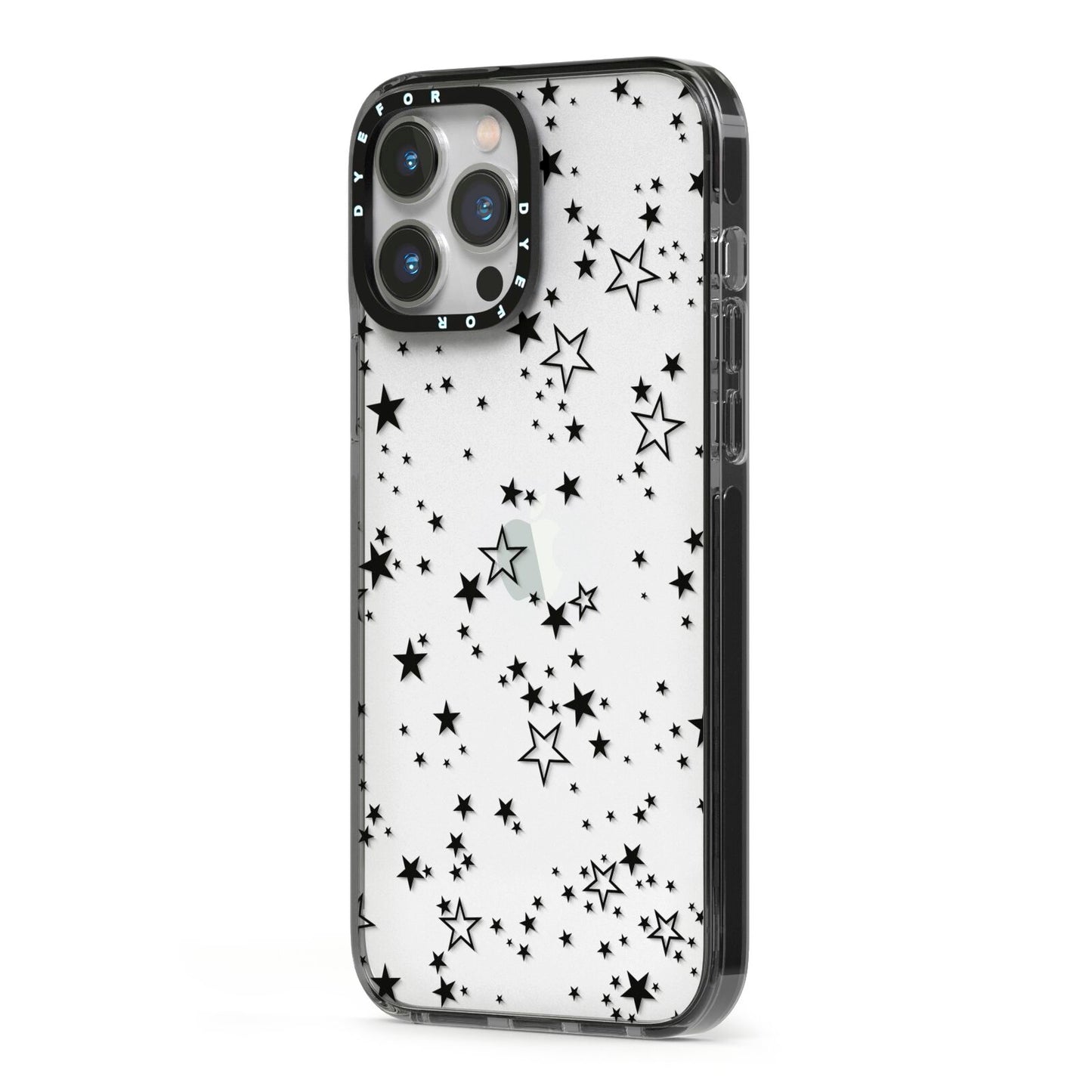 Star iPhone 13 Pro Max Black Impact Case Side Angle on Silver phone