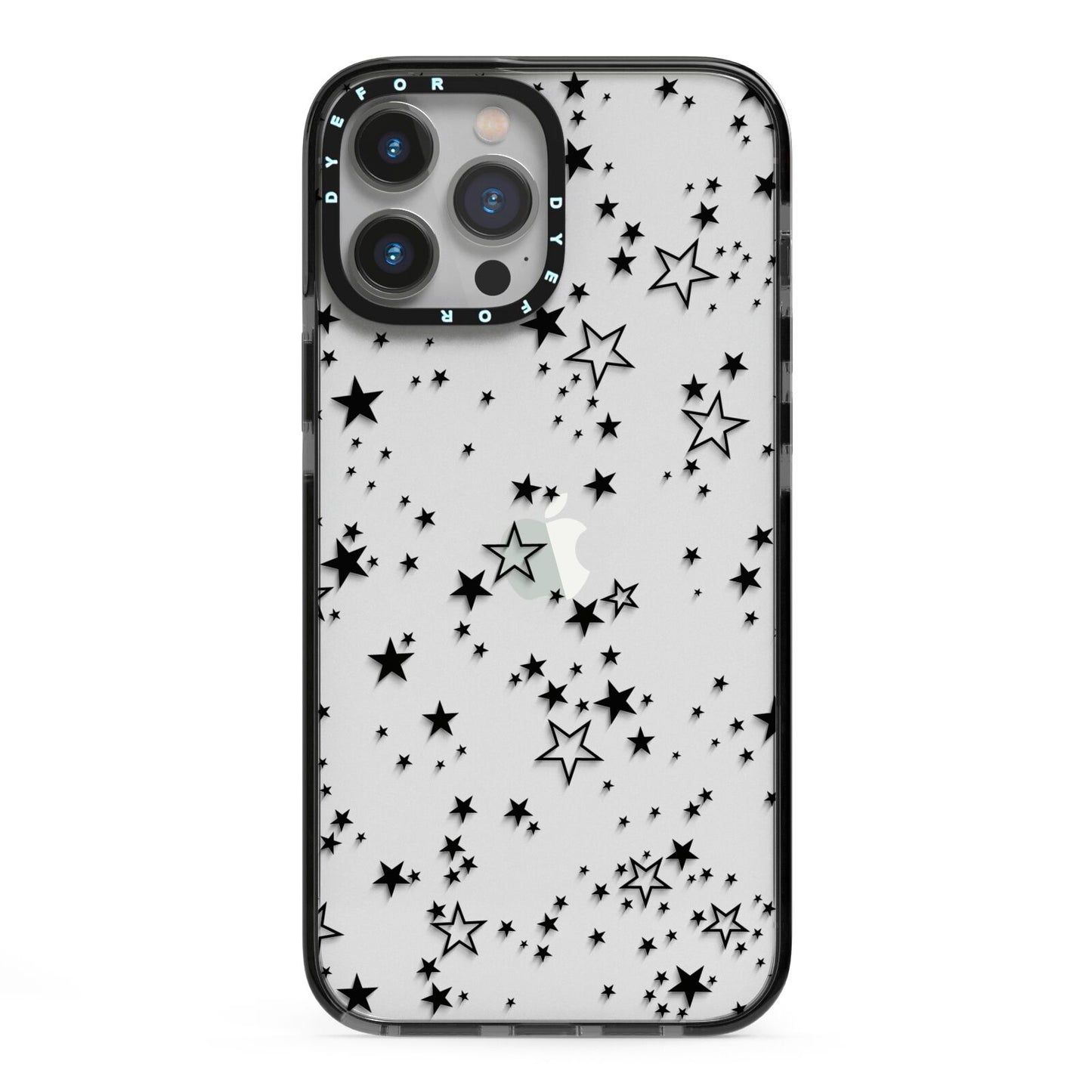 Star iPhone 13 Pro Max Black Impact Case on Silver phone