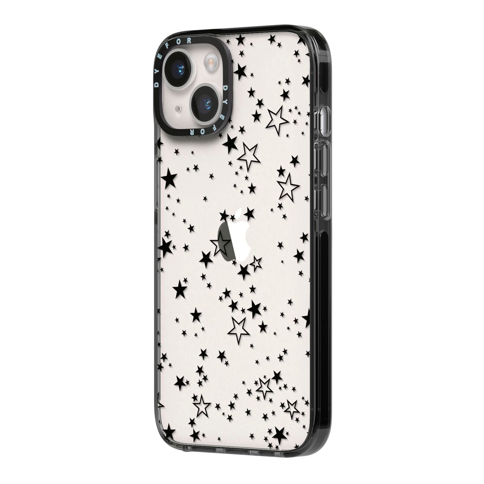 Star iPhone 14 Black Impact Case Side Angle on Silver phone