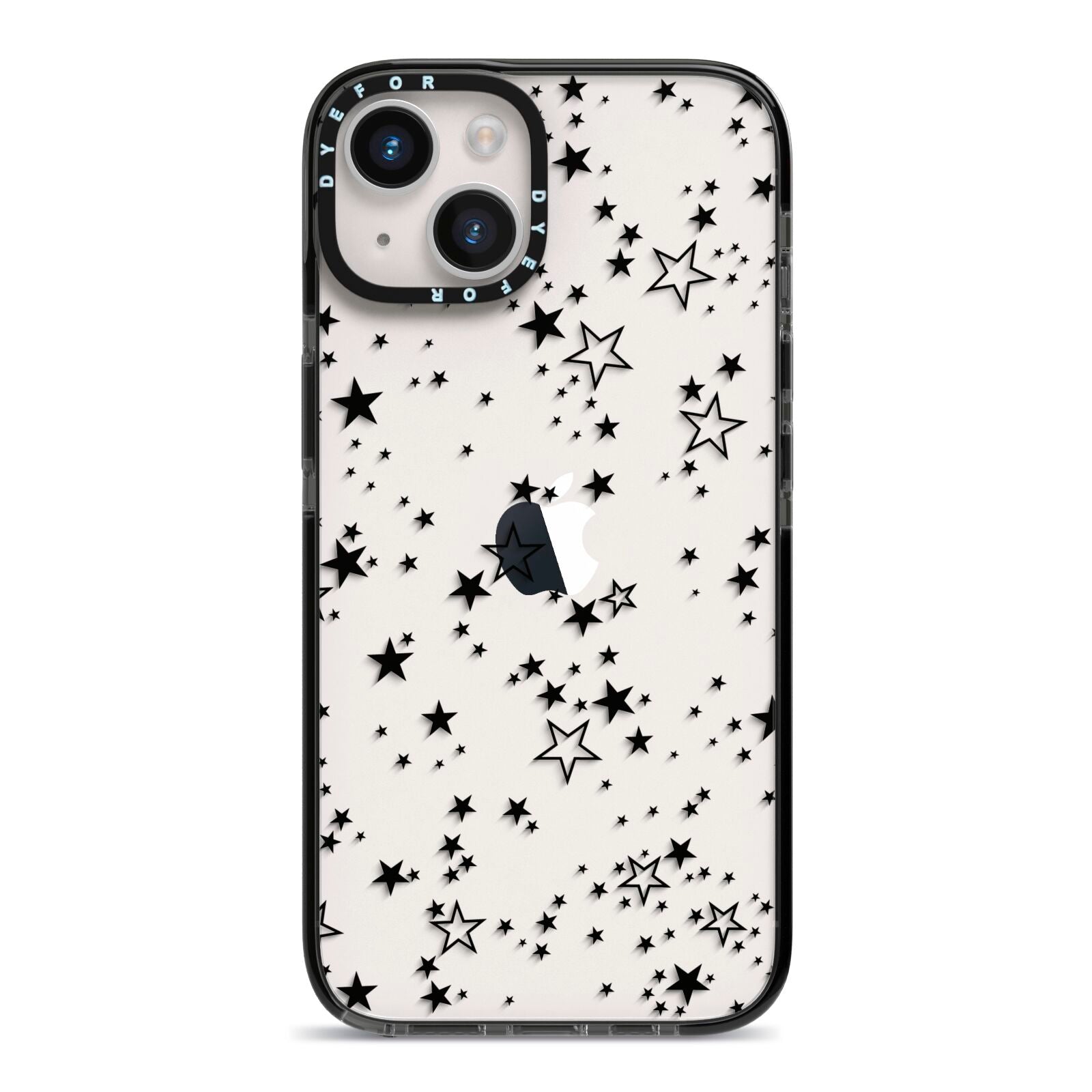 Star iPhone 14 Black Impact Case on Silver phone