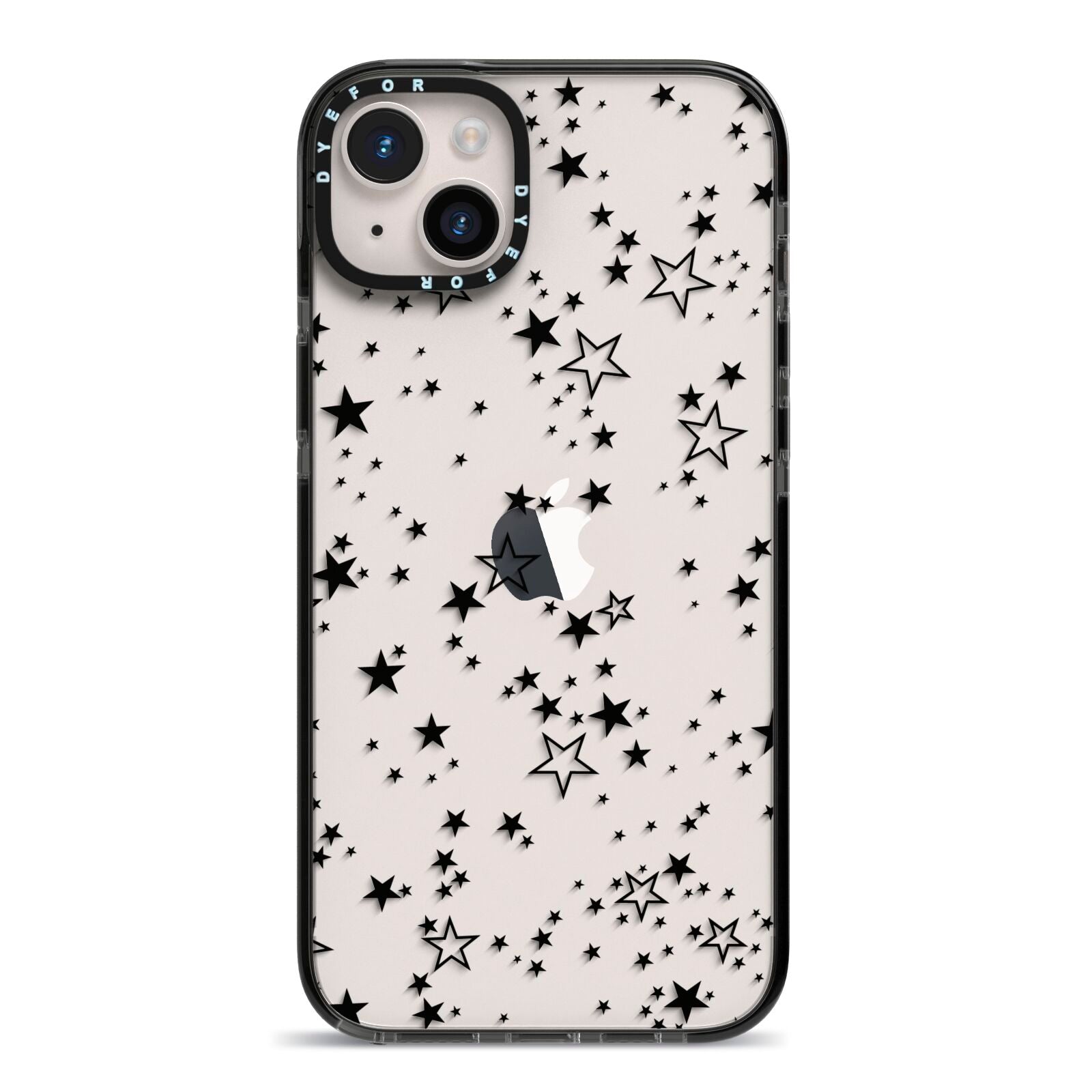 Star iPhone 14 Plus Black Impact Case on Silver phone