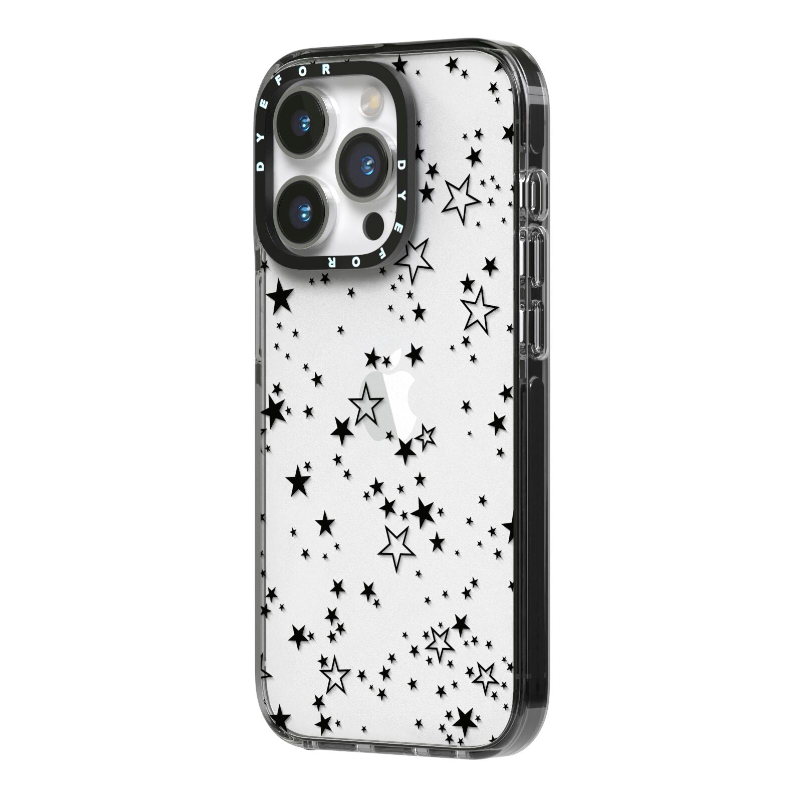 Star iPhone 14 Pro Black Impact Case Side Angle on Silver phone