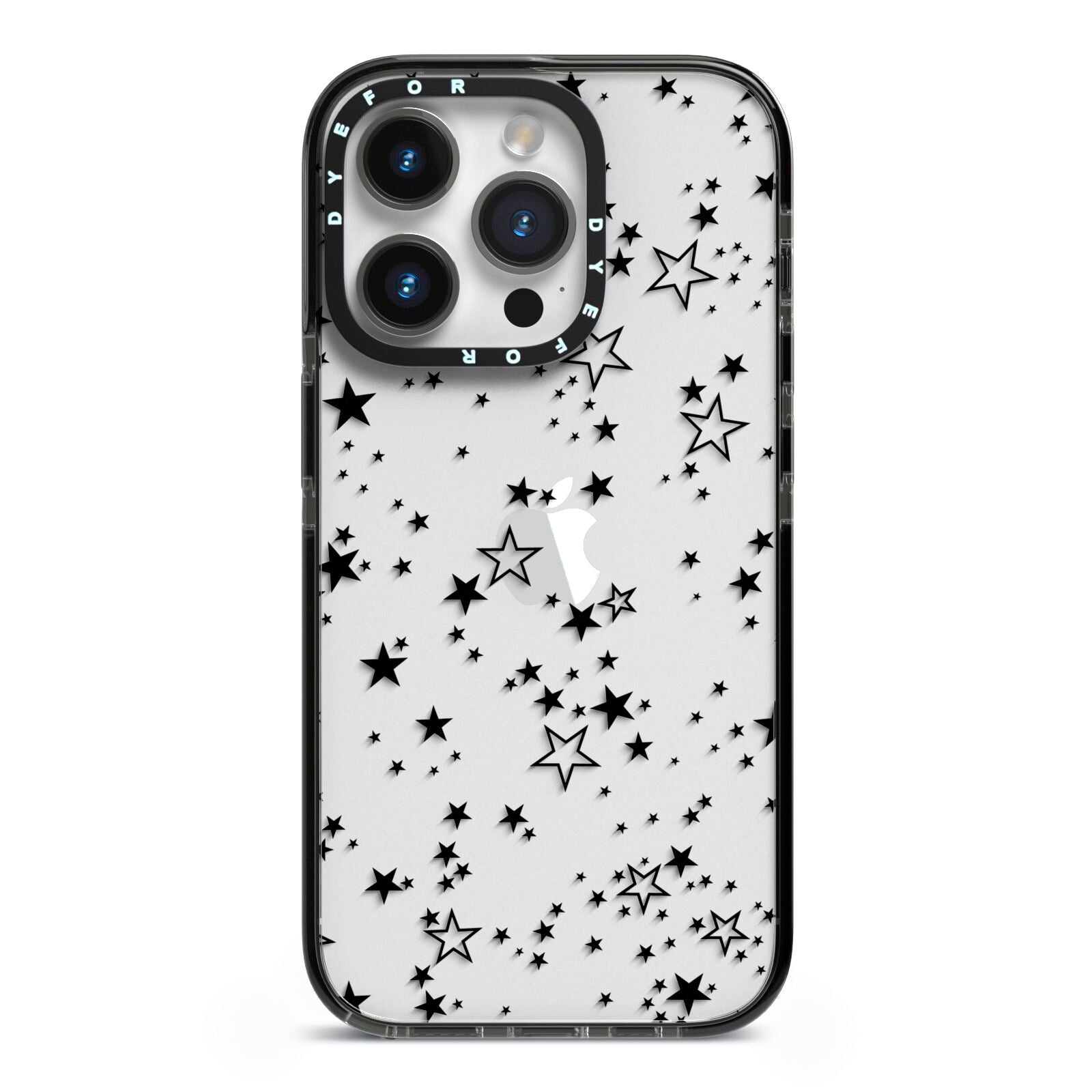 Star iPhone 14 Pro Black Impact Case on Silver phone