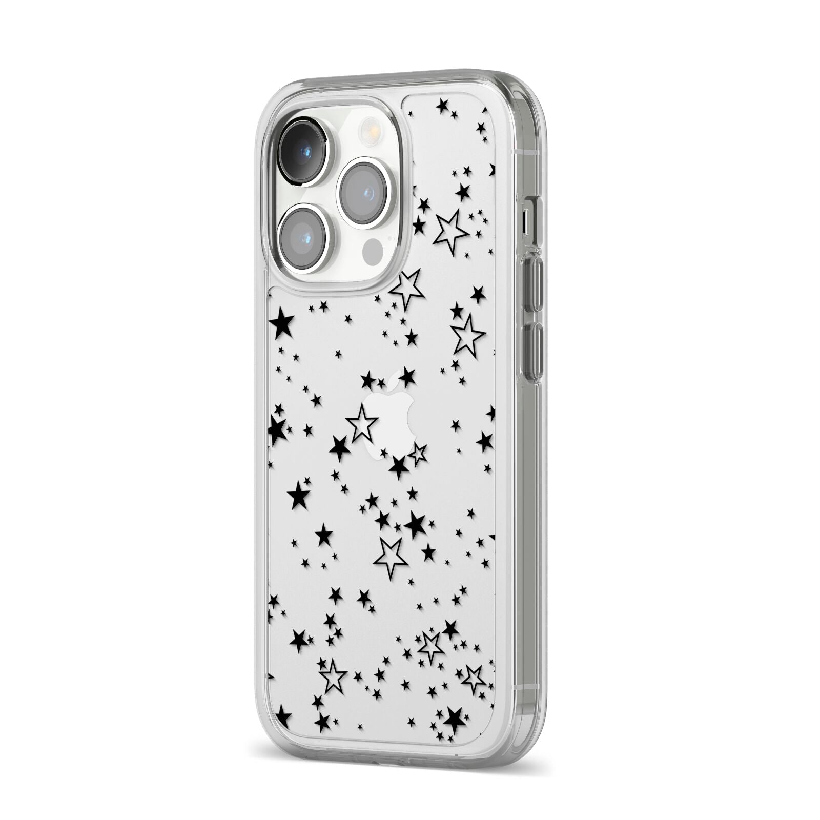 Star iPhone 14 Pro Clear Tough Case Silver Angled Image