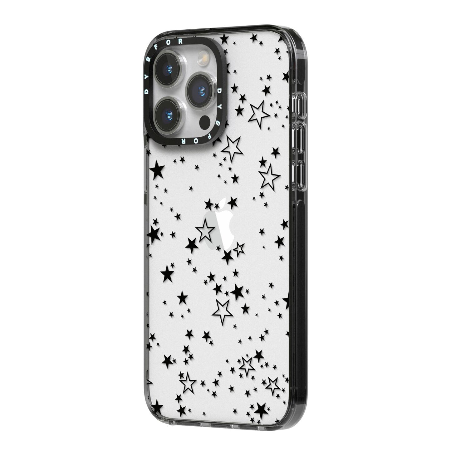 Star iPhone 14 Pro Max Black Impact Case Side Angle on Silver phone