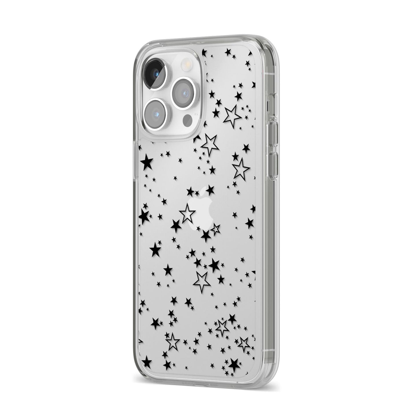 Star iPhone 14 Pro Max Clear Tough Case Silver Angled Image