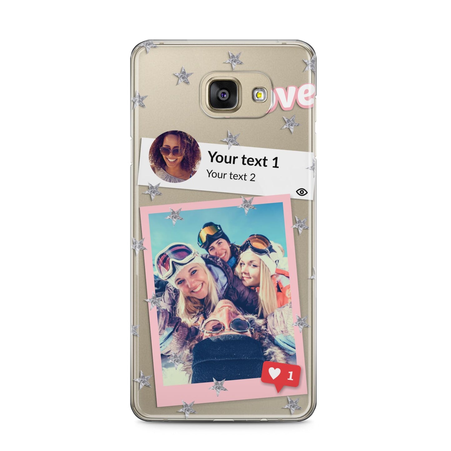 Starry Social Media Photo Montage Upload with Text Samsung Galaxy A5 2016 Case on gold phone