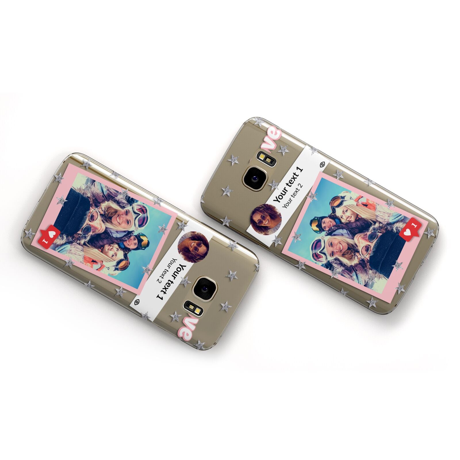 Starry Social Media Photo Montage Upload with Text Samsung Galaxy Case Flat Overview