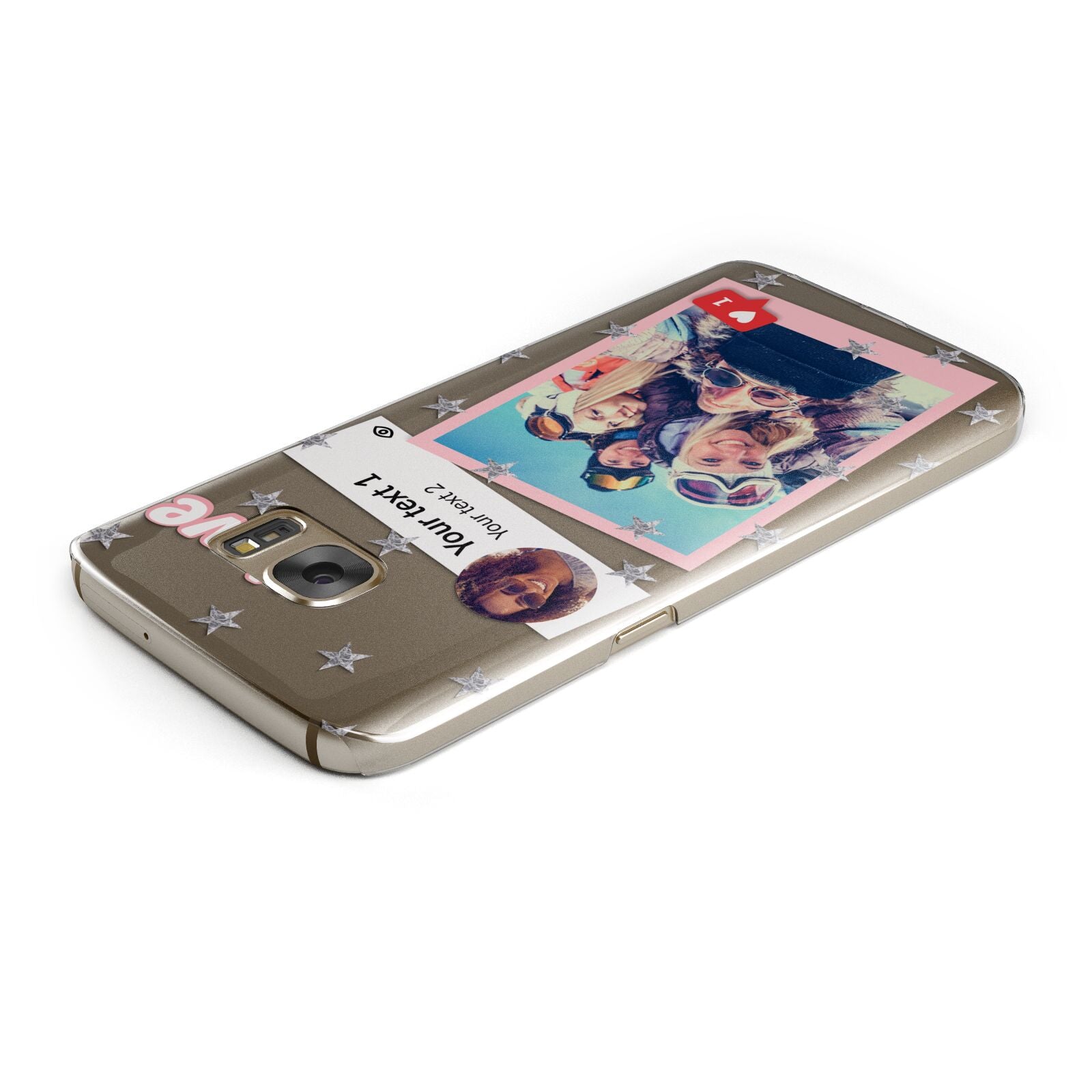 Starry Social Media Photo Montage Upload with Text Samsung Galaxy Case Top Cutout