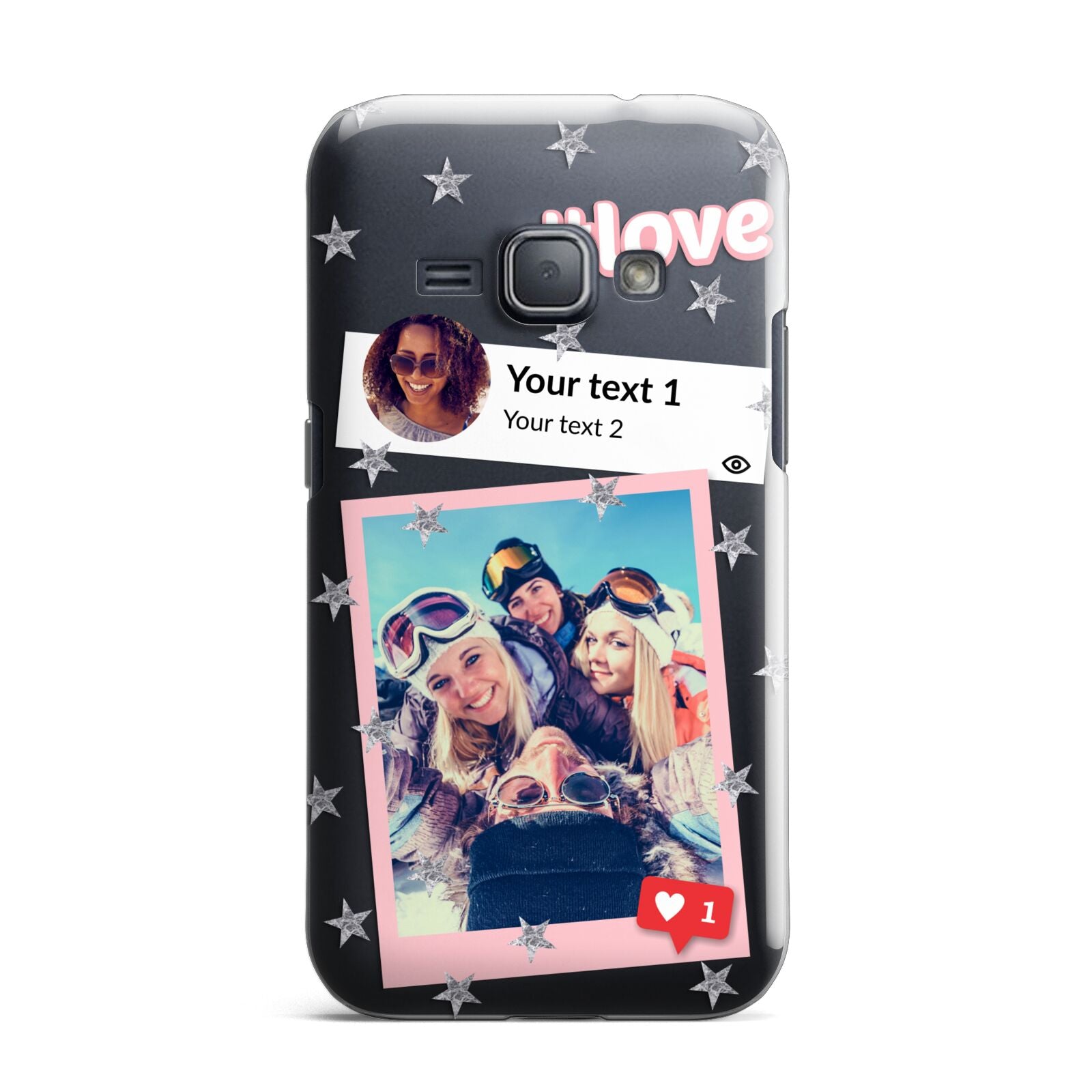 Starry Social Media Photo Montage Upload with Text Samsung Galaxy J1 2016 Case