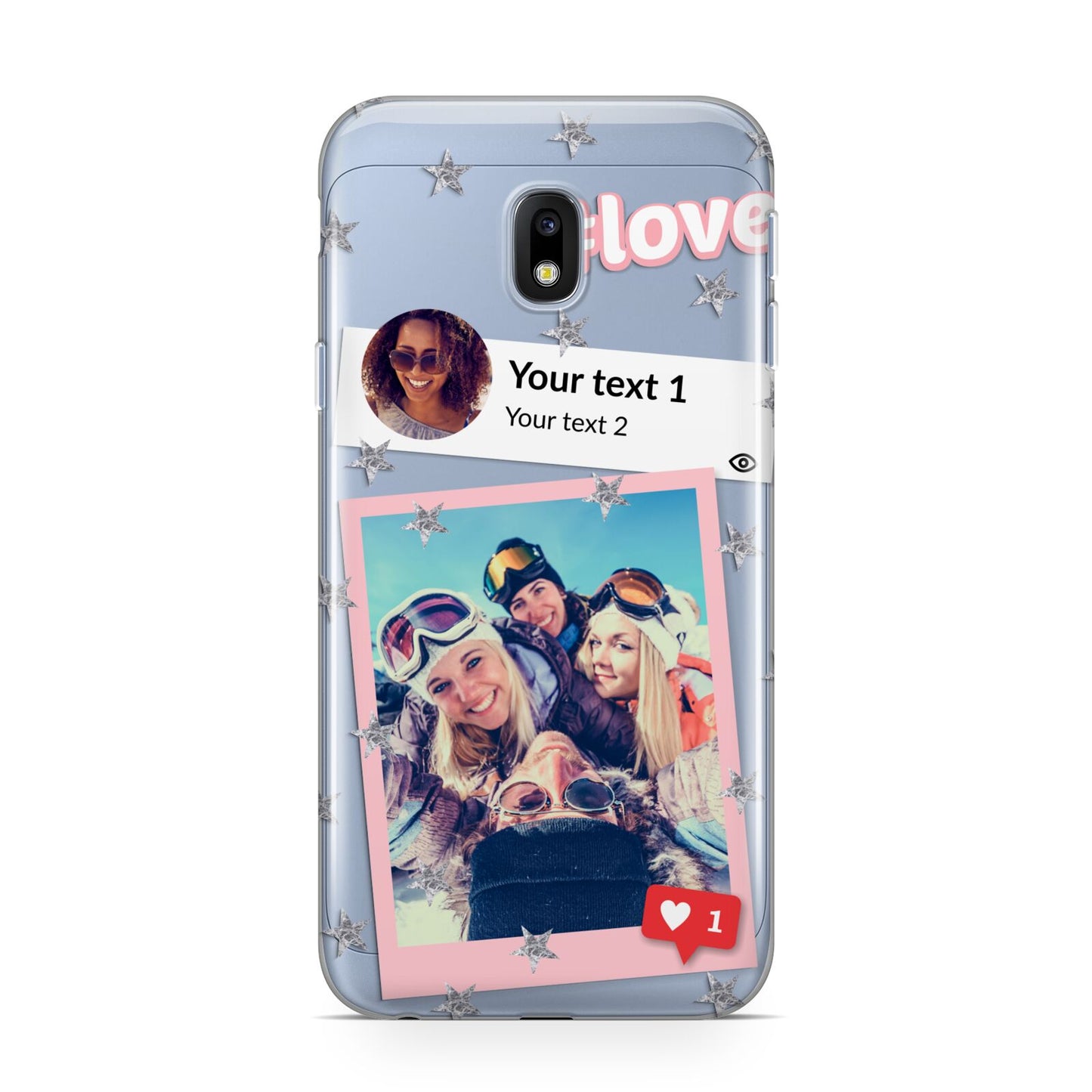 Starry Social Media Photo Montage Upload with Text Samsung Galaxy J3 2017 Case