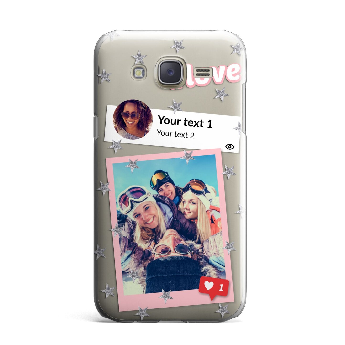 Starry Social Media Photo Montage Upload with Text Samsung Galaxy J7 Case
