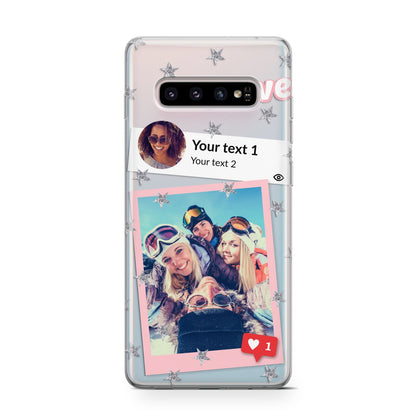 Starry Social Media Photo Montage Upload with Text Samsung Galaxy S10 Case