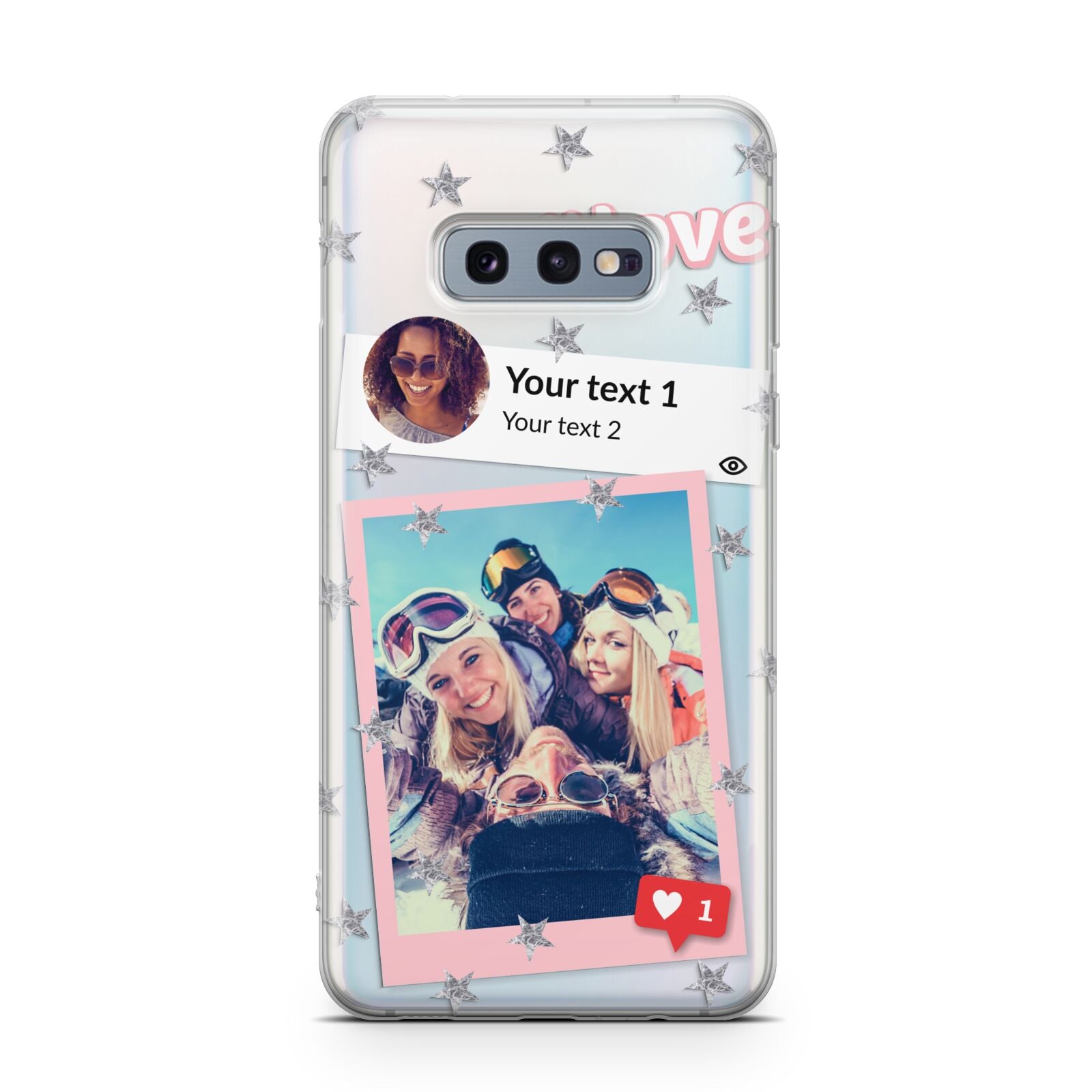 Starry Social Media Photo Montage Upload with Text Samsung Galaxy S10E Case