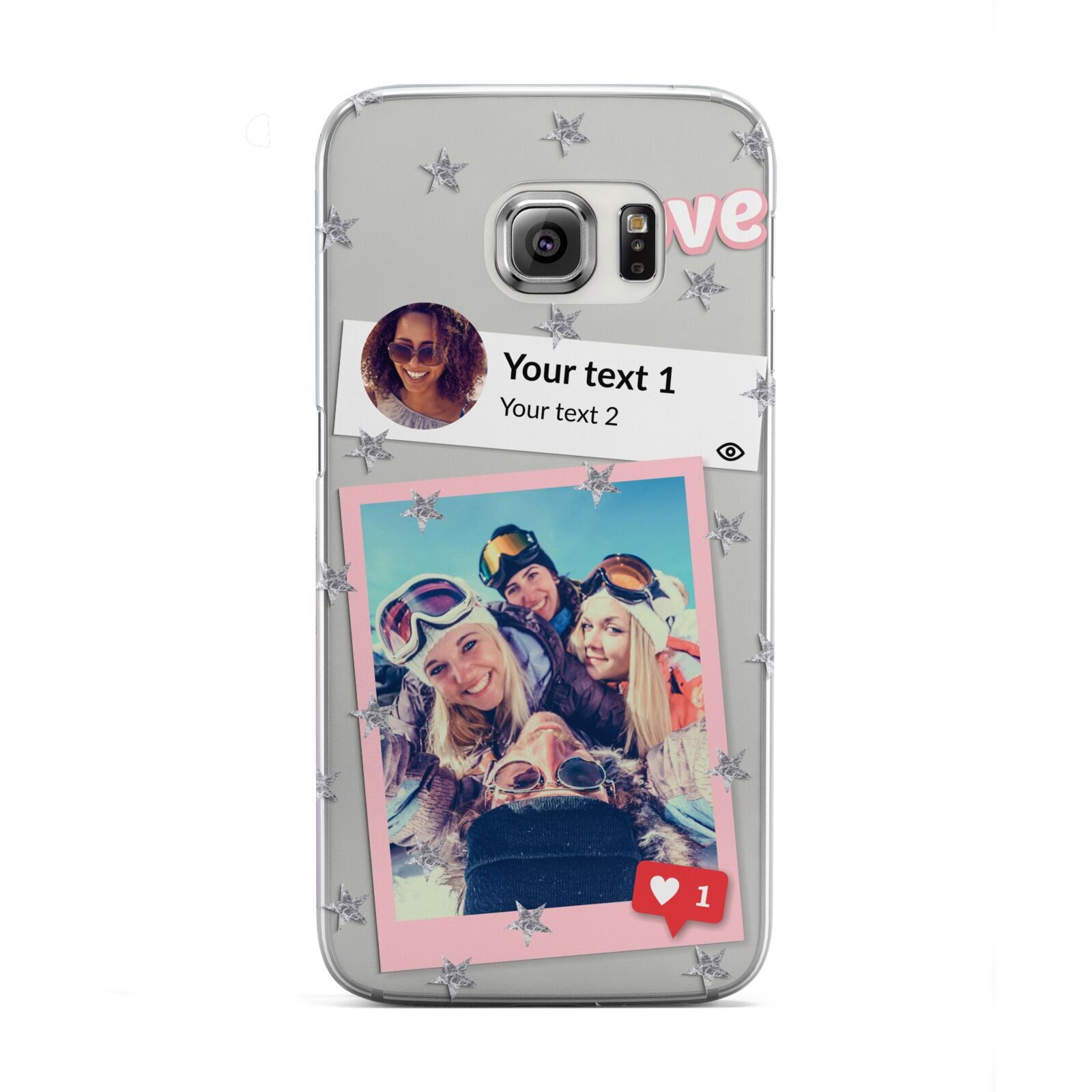 Starry Social Media Photo Montage Upload with Text Samsung Galaxy S6 Edge Case
