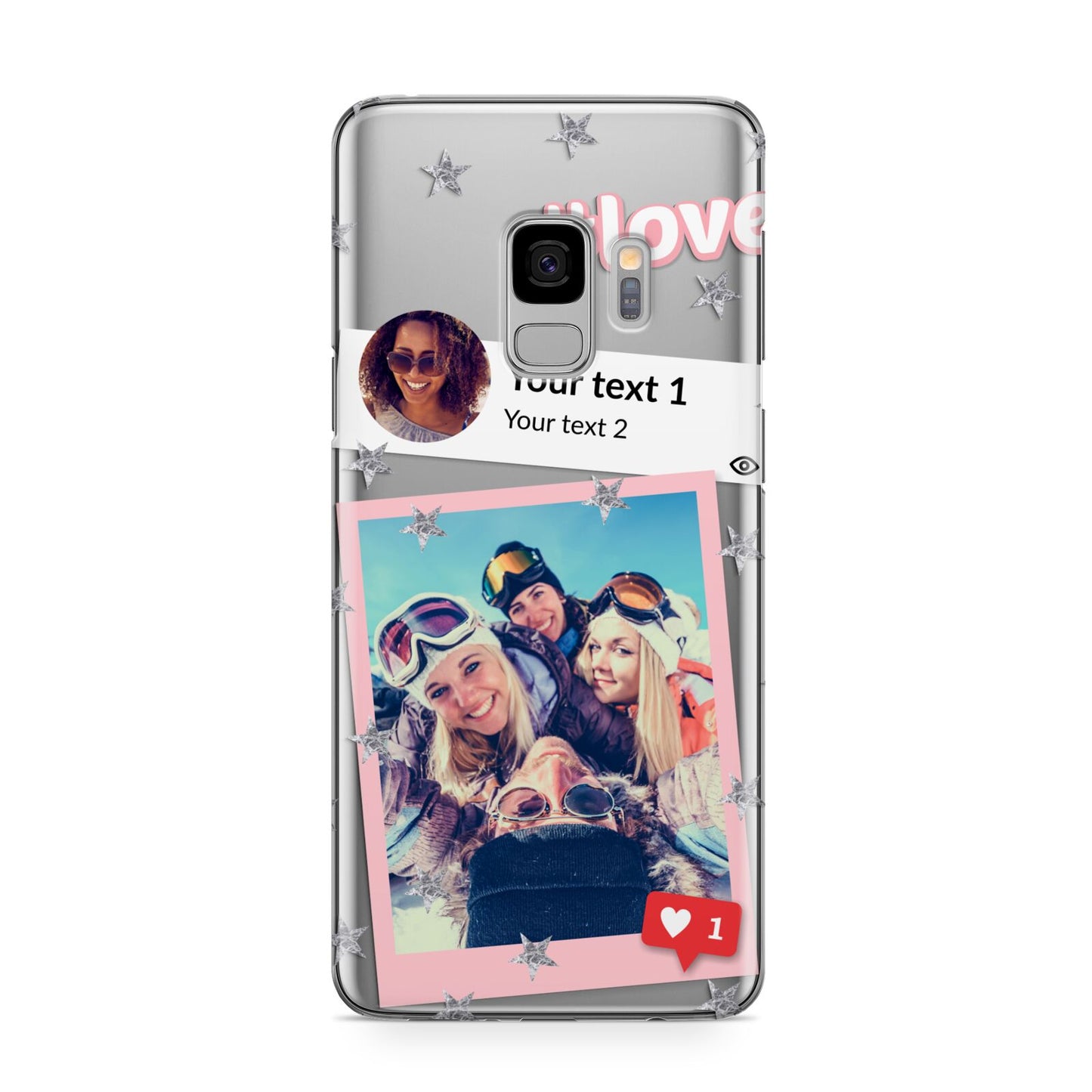 Starry Social Media Photo Montage Upload with Text Samsung Galaxy S9 Case