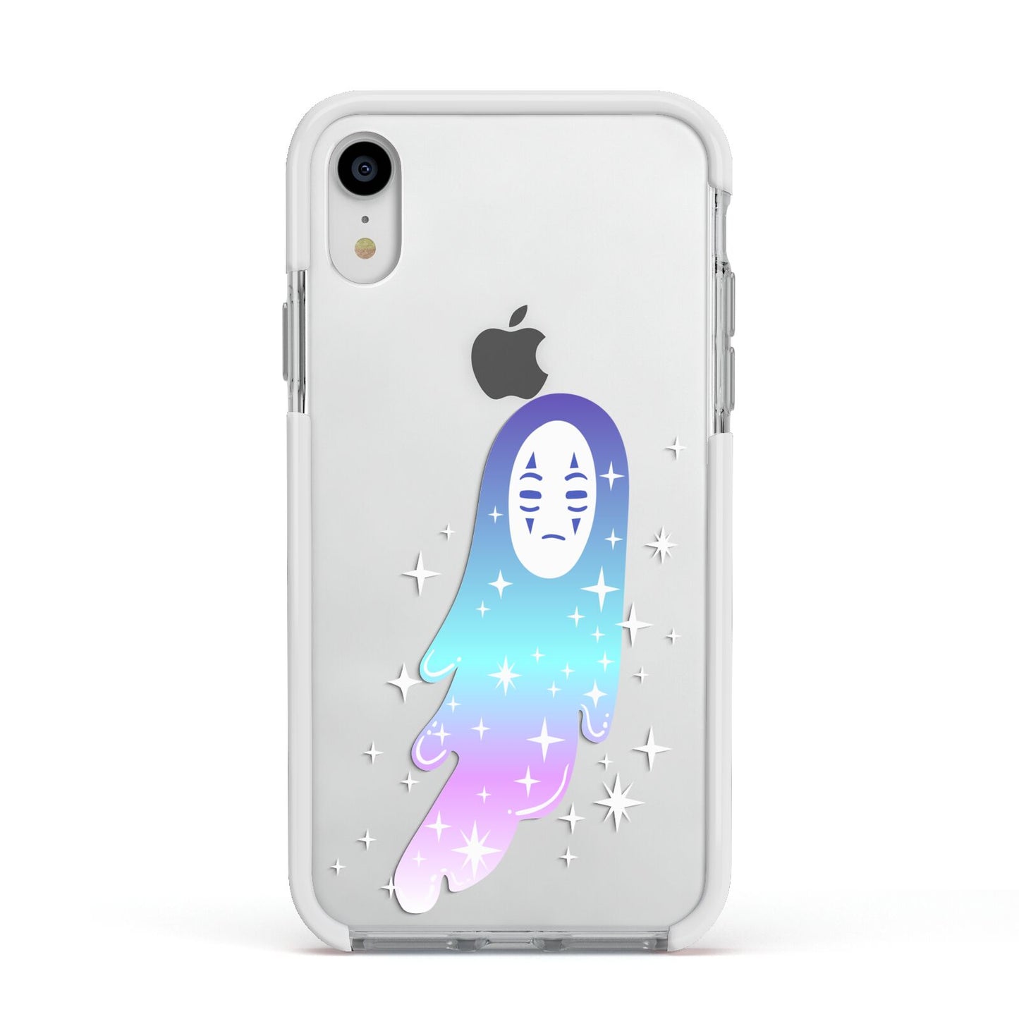 Starry Spectre Apple iPhone XR Impact Case White Edge on Silver Phone